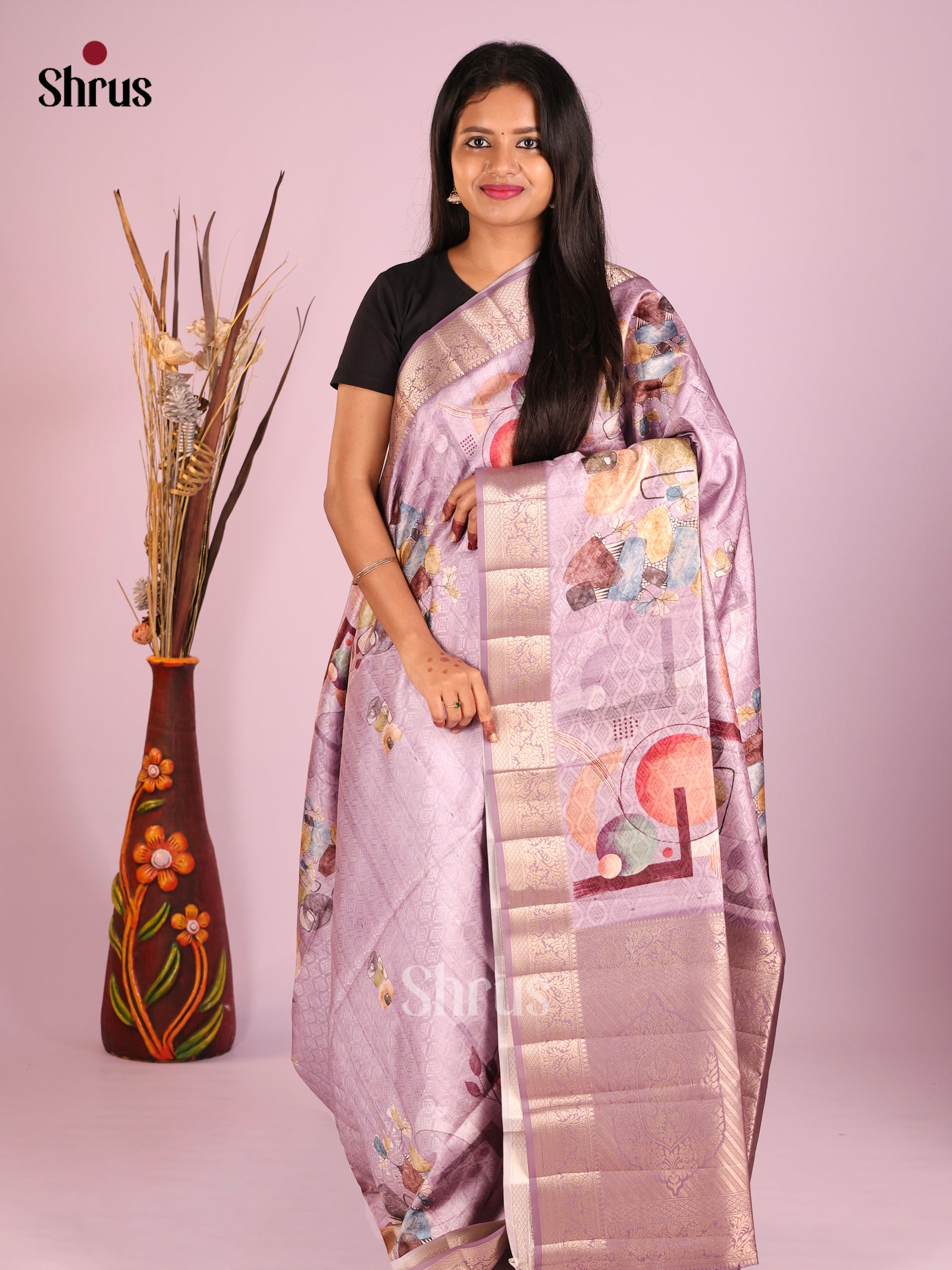 DHS25473 - Printed Semi Tussar Saree - Shop on Shrus.com