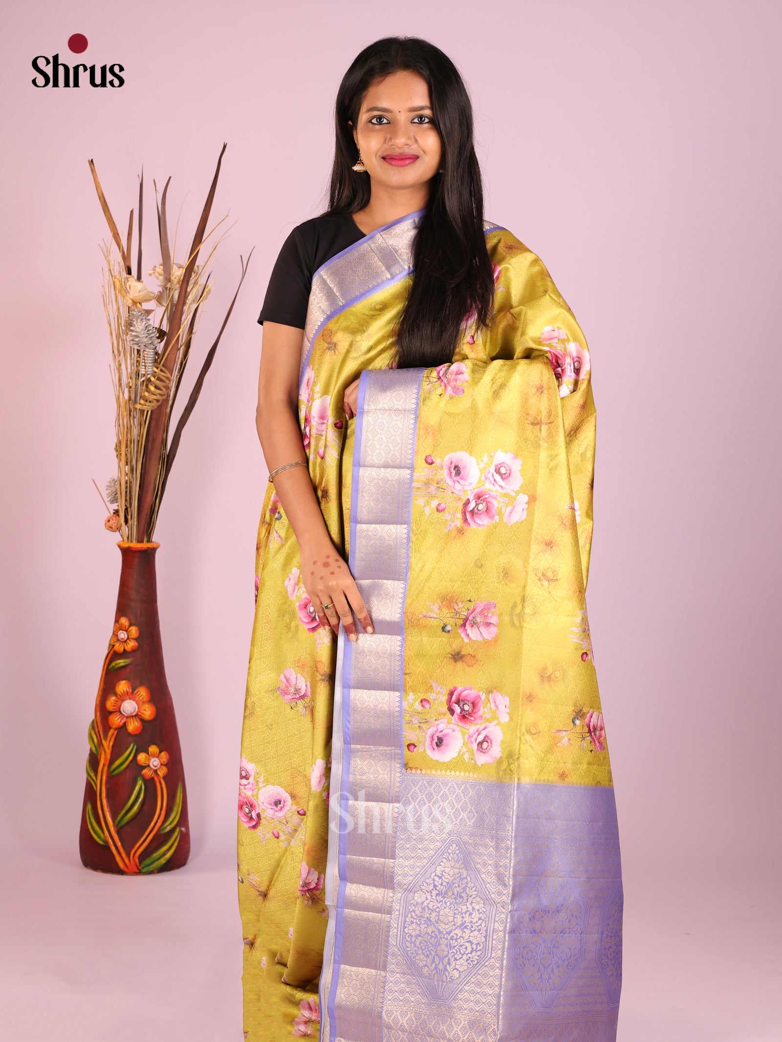 DHS25474 - Printed Semi Tussar Saree - Shop on Shrus.com
