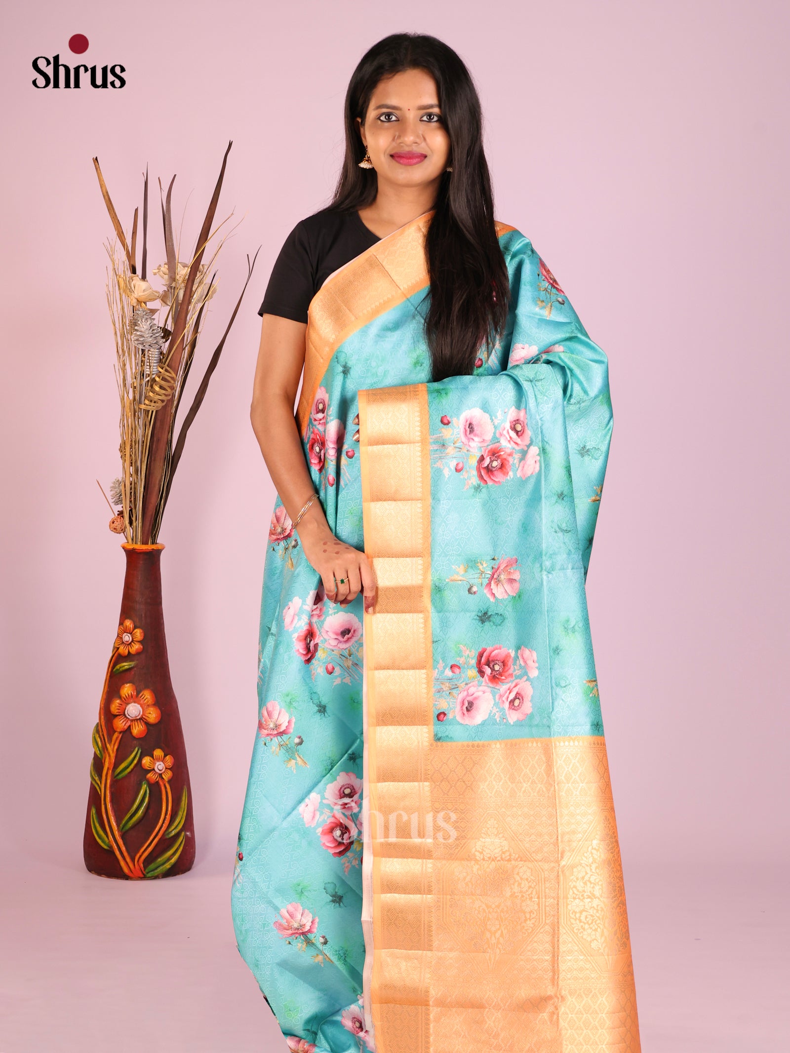 DHS25476 - Printed Semi Tussar Saree