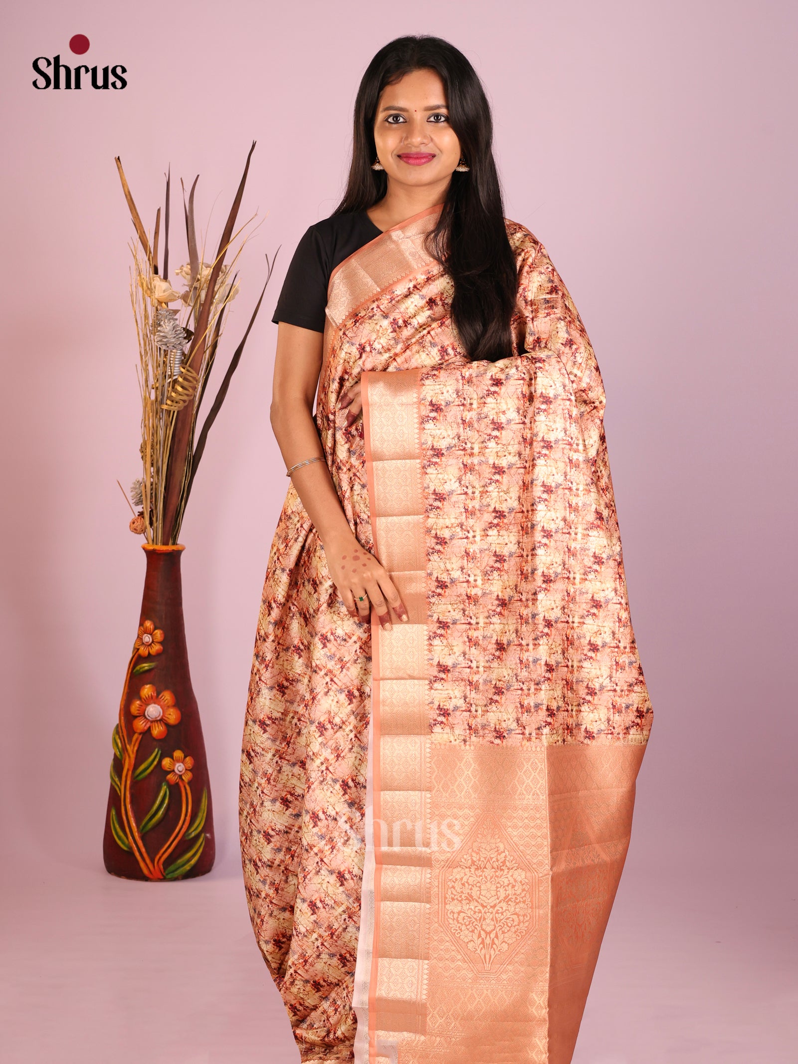 DHS25478 - Printed Semi Tussar Saree - Shop on Shrus.com