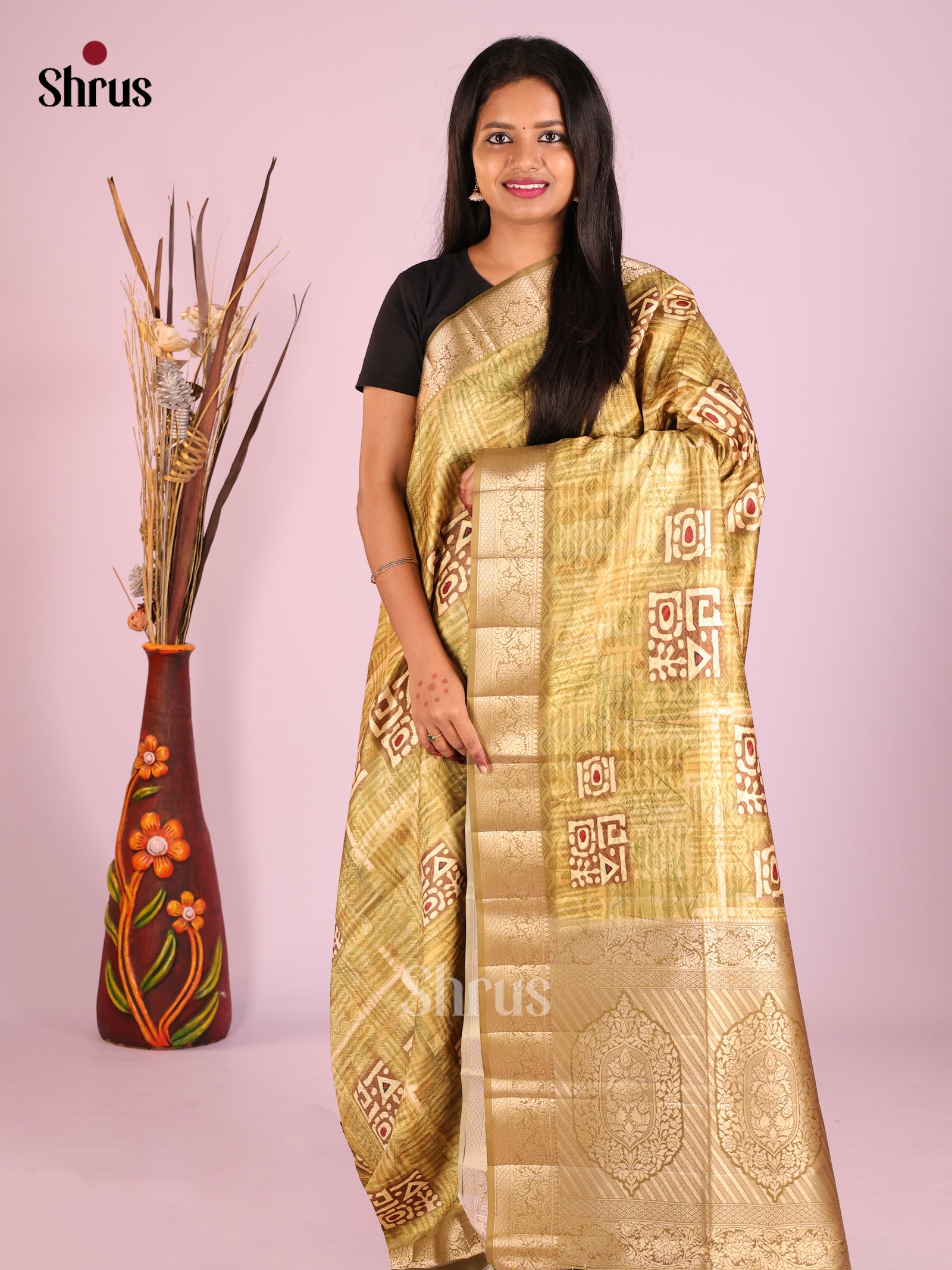 DHS25485 - Printed Semi Tussar Saree - Shop on Shrus.com