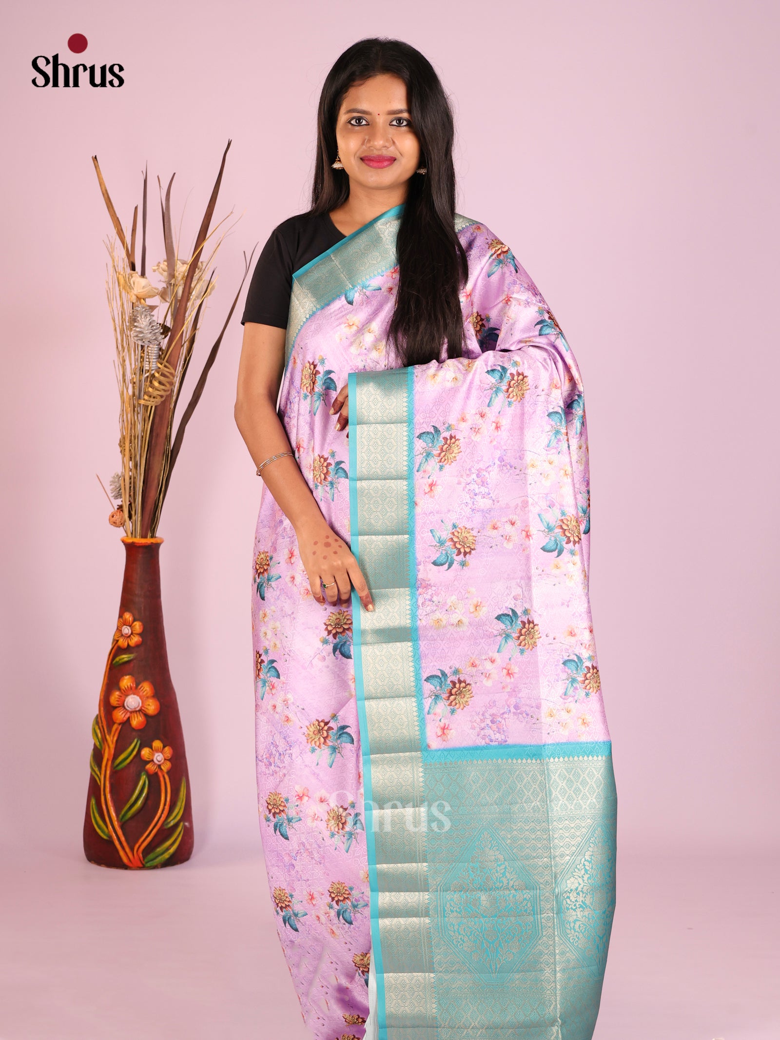 DHS25486 - Printed Semi Tussar Saree