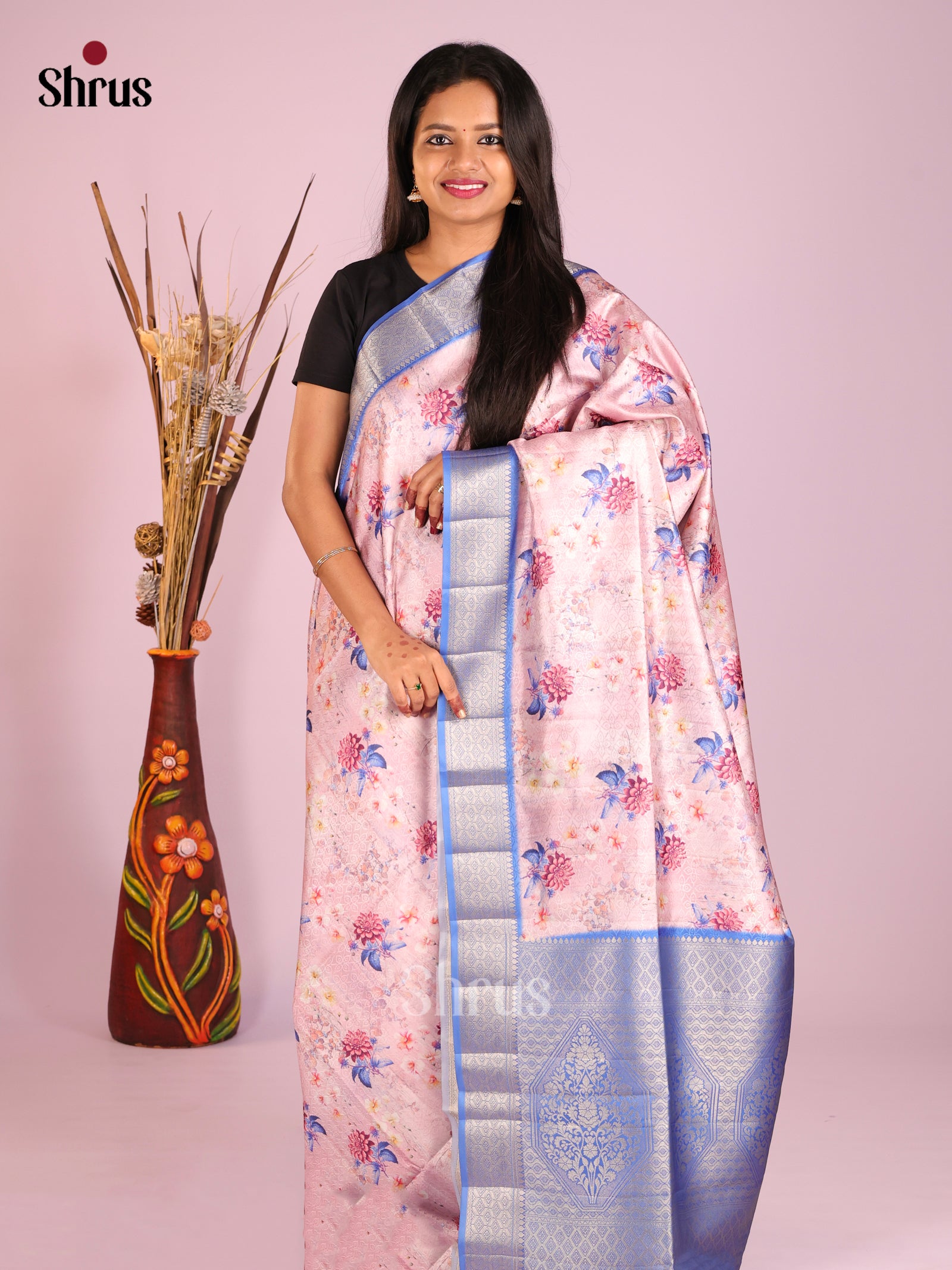 DHS25487 - Printed Semi Tussar Saree - Shop on Shrus.com