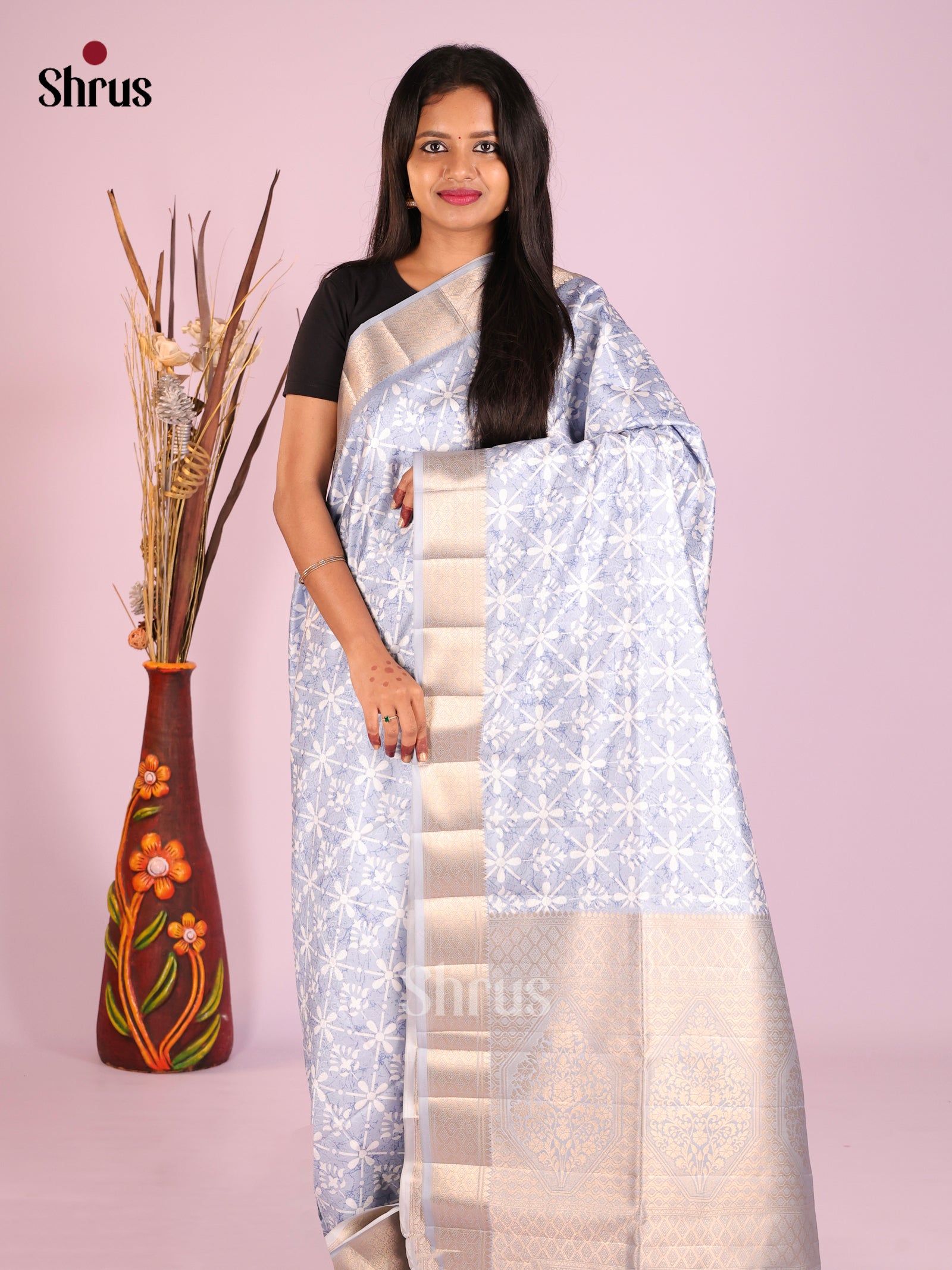 DHS25489 - Printed Semi Tussar Saree