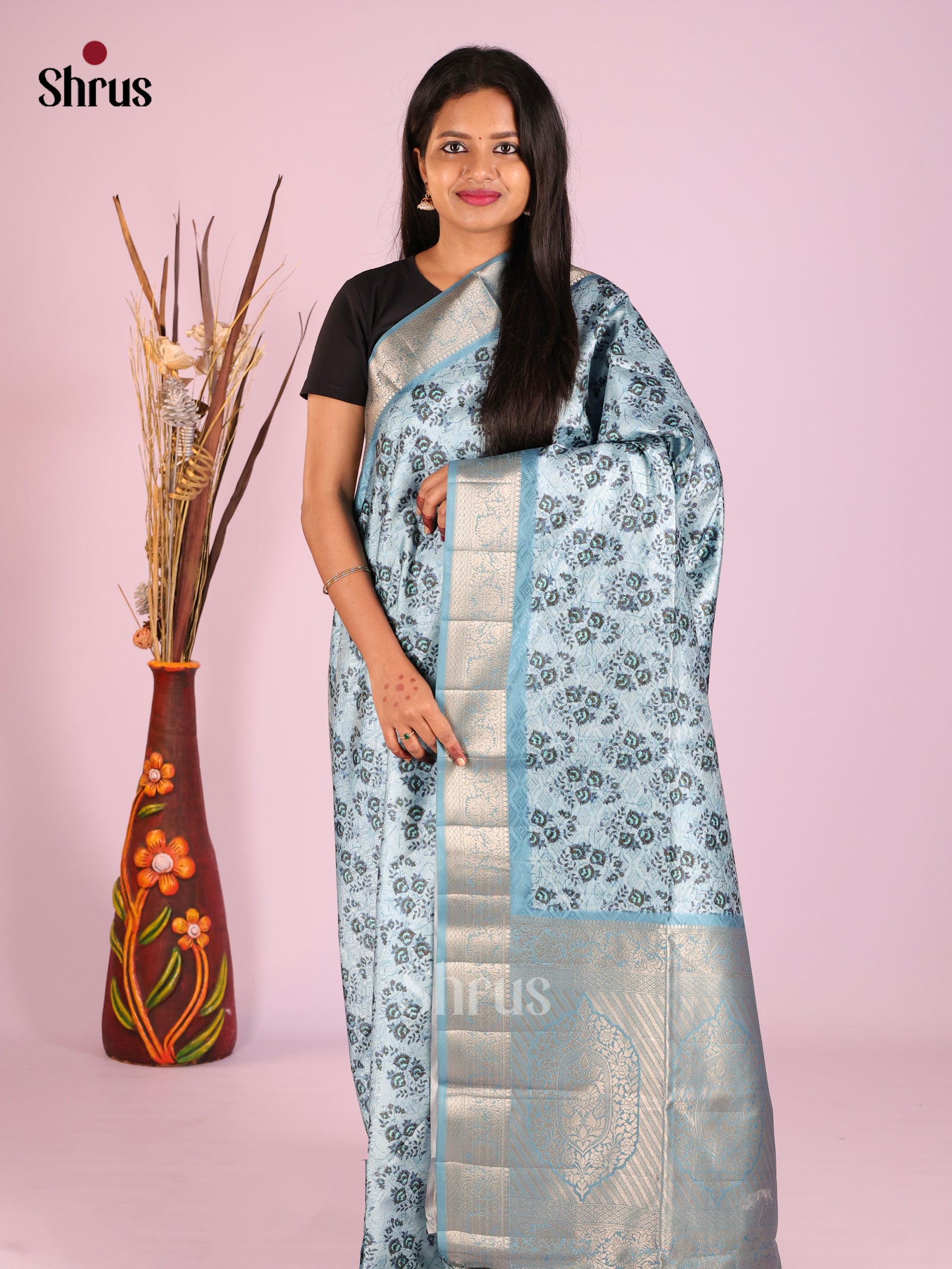 DHS25495 - Printed Semi Tussar Saree