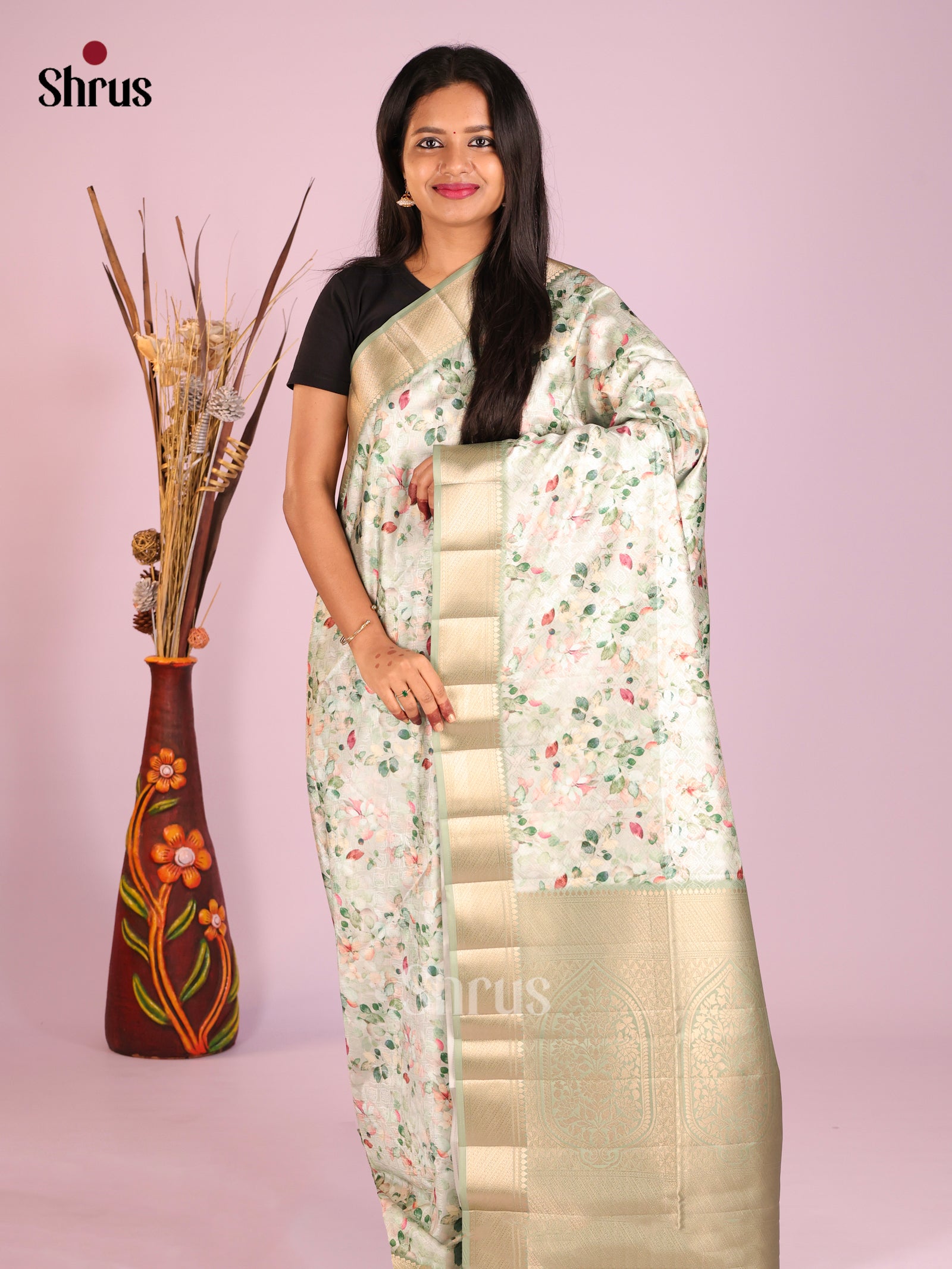 DHS25497 - Printed Semi Tussar Saree