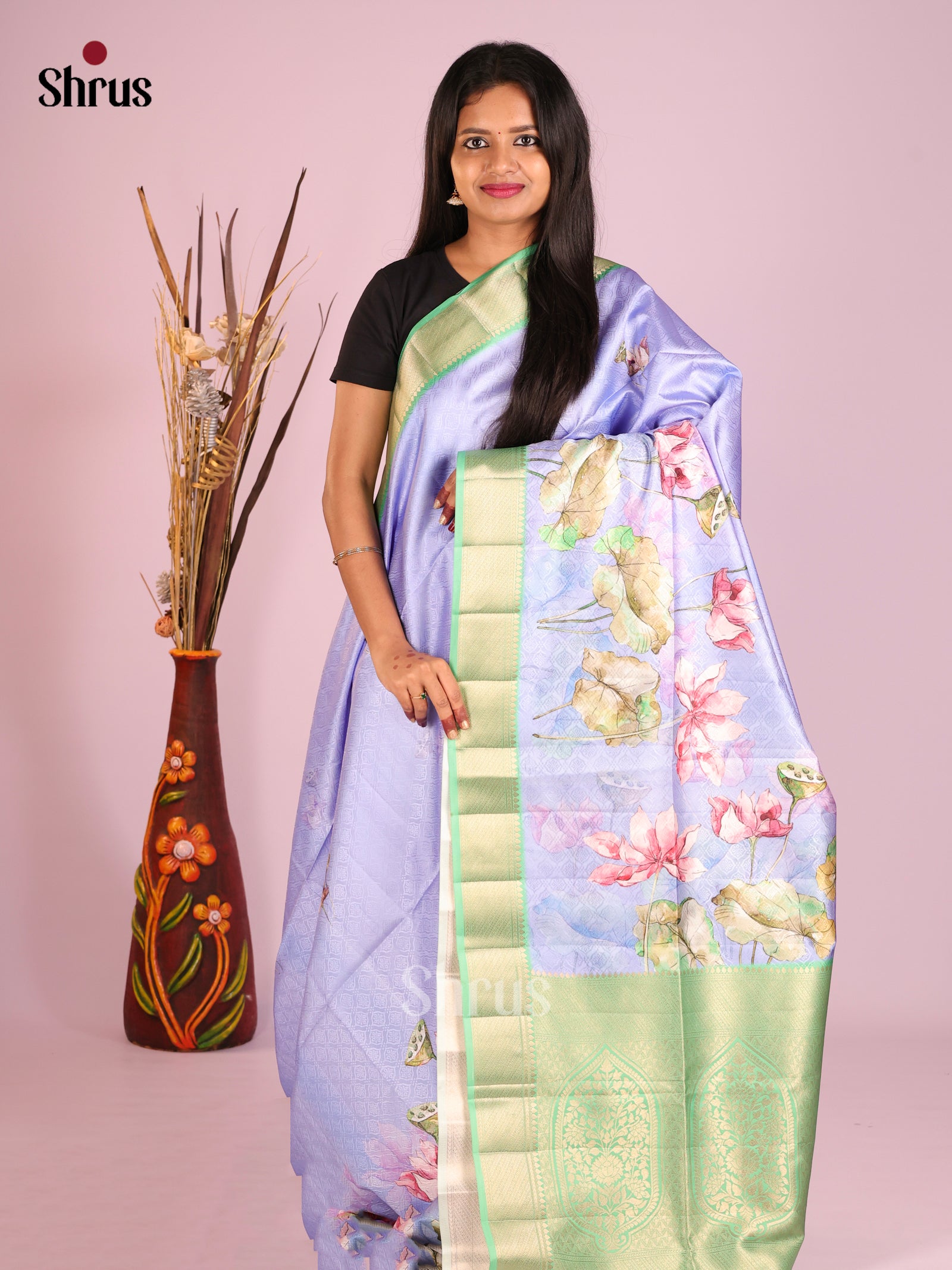 DHS25510 - Printed Semi Tussar Saree