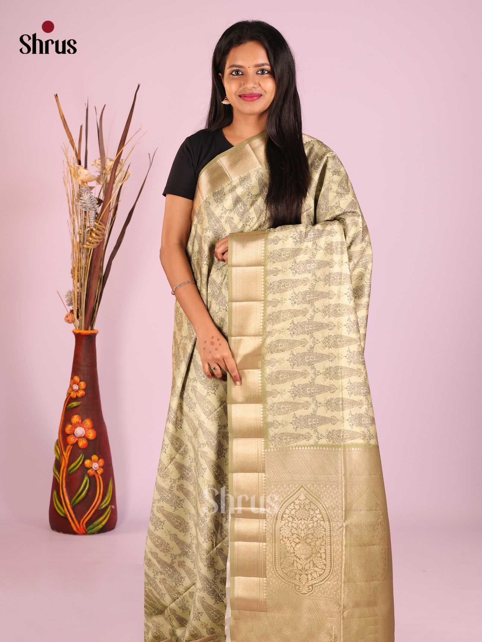 DHS25521 - Printed Semi Tussar Saree - Shop on Shrus.com