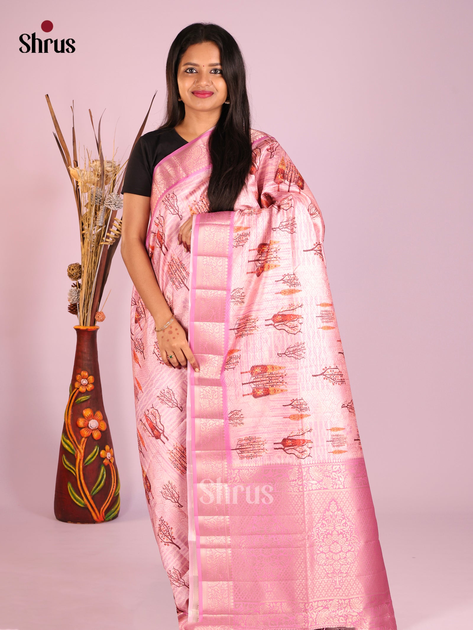 DHS25523 - Printed Semi Tussar Saree - Shop on Shrus.com