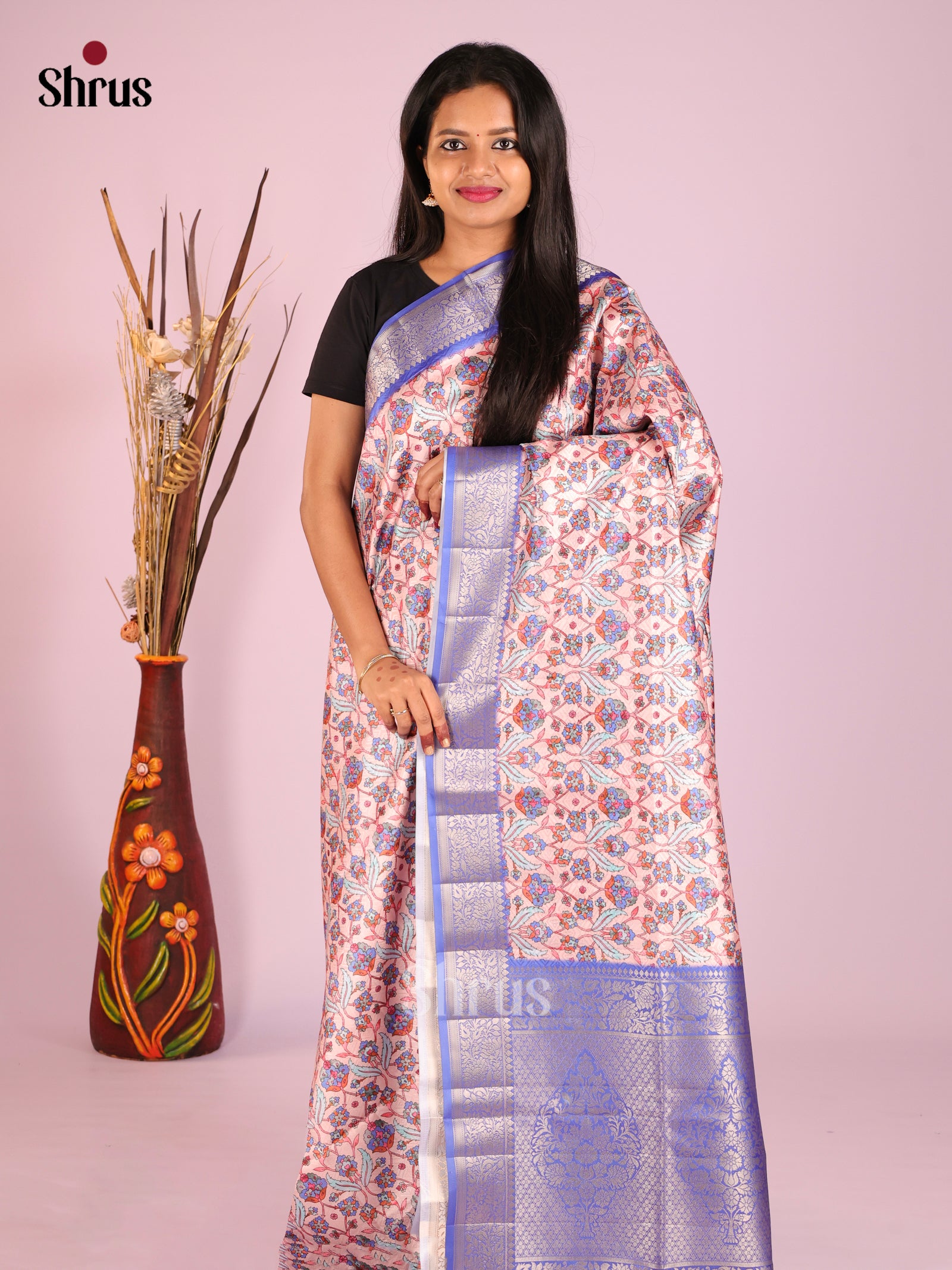 DHS25539 - Printed Semi Tussar Saree