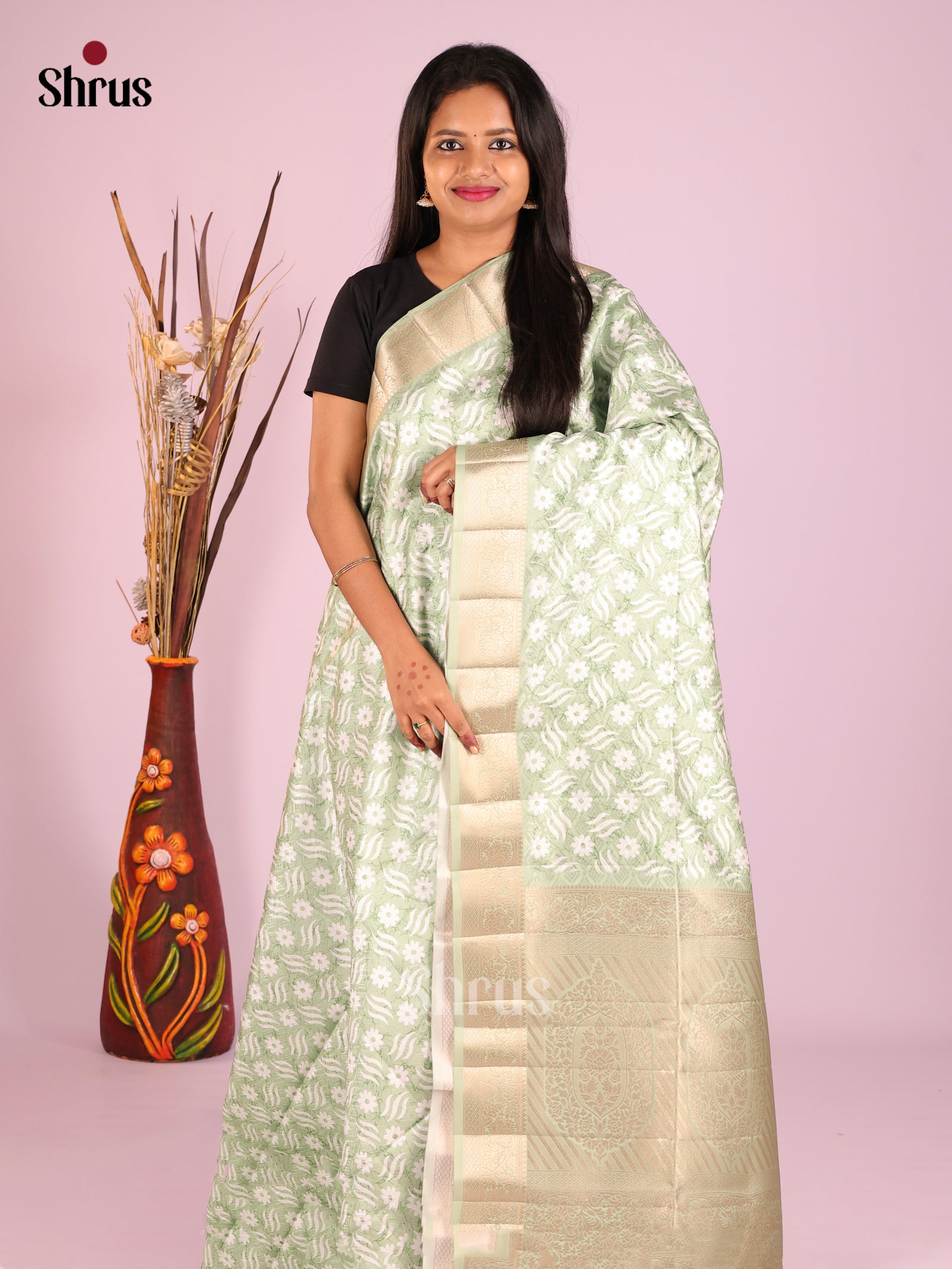 DHS25540 - Printed Semi Tussar Saree