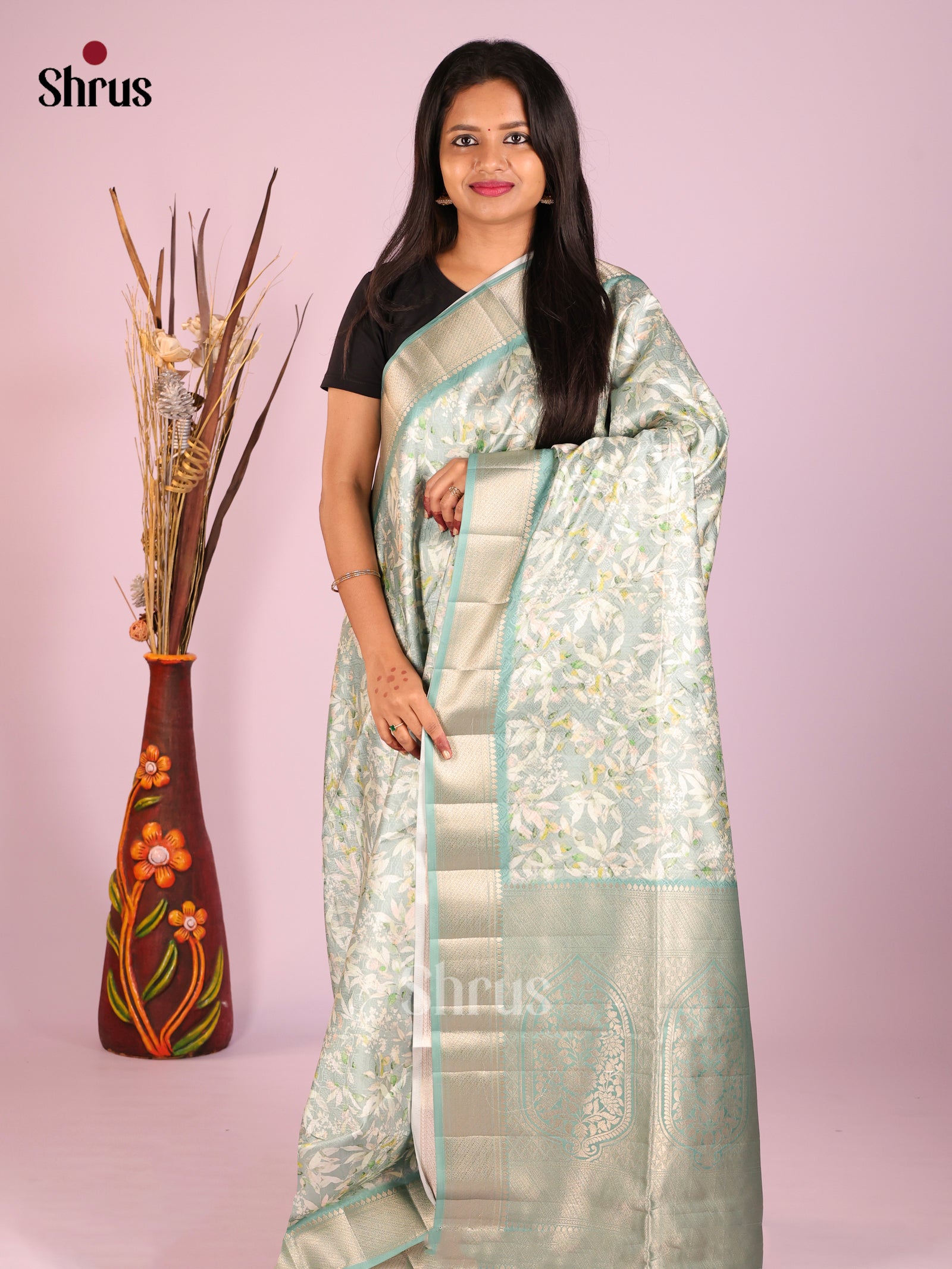 DHS25568 - Printed Semi Tussar Saree