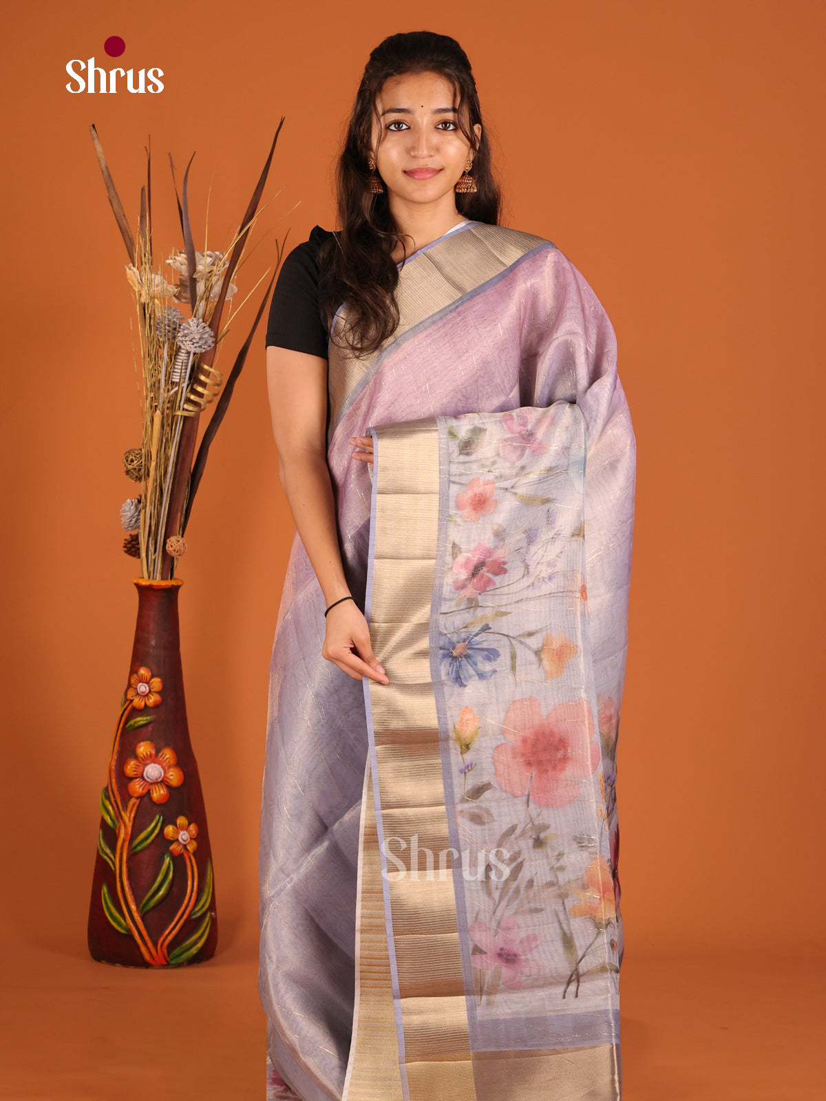 Grey - Semi Organza Saree