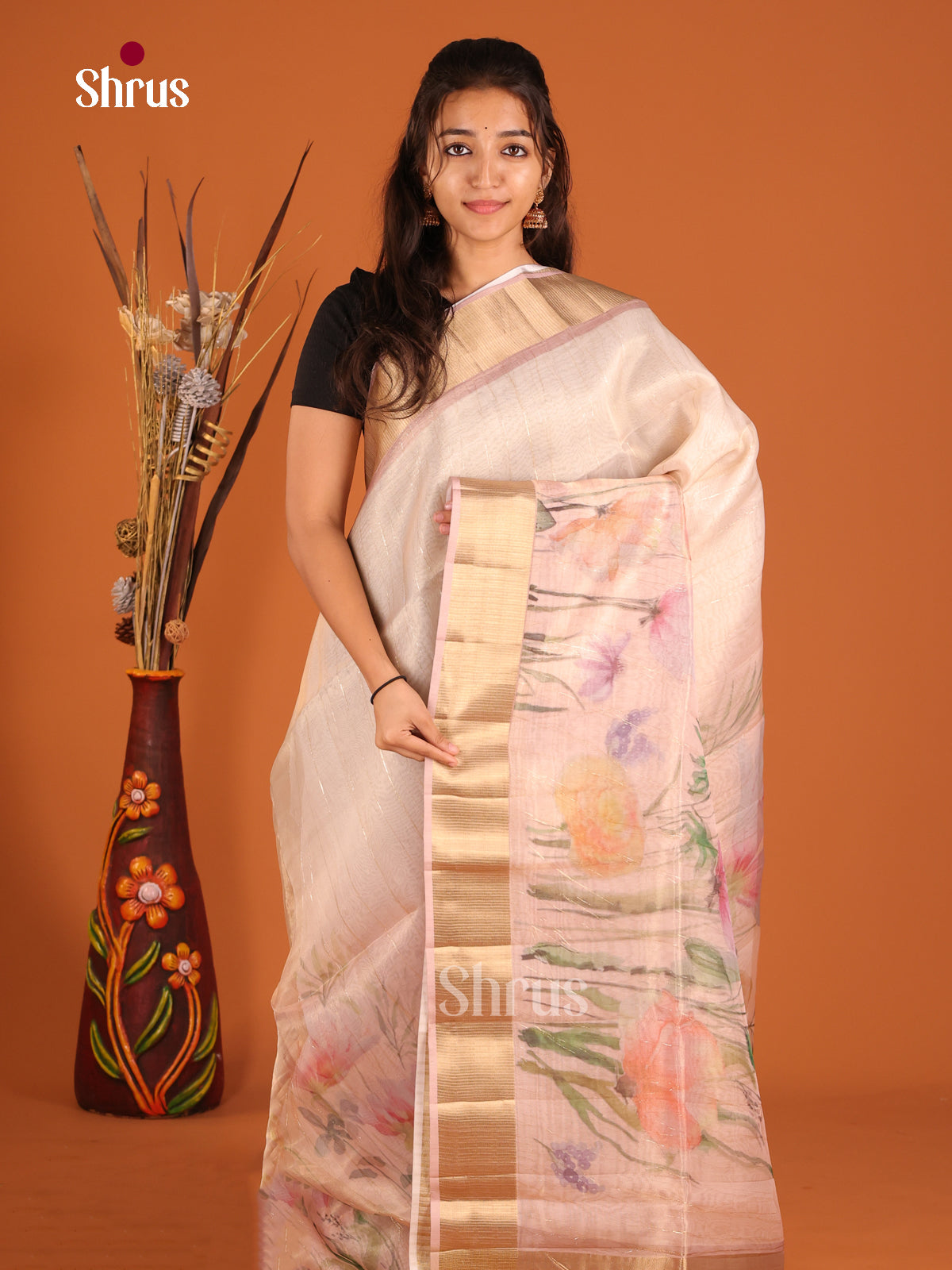 Mild Lavender - Semi Organza Saree - Shop on Shrus.com