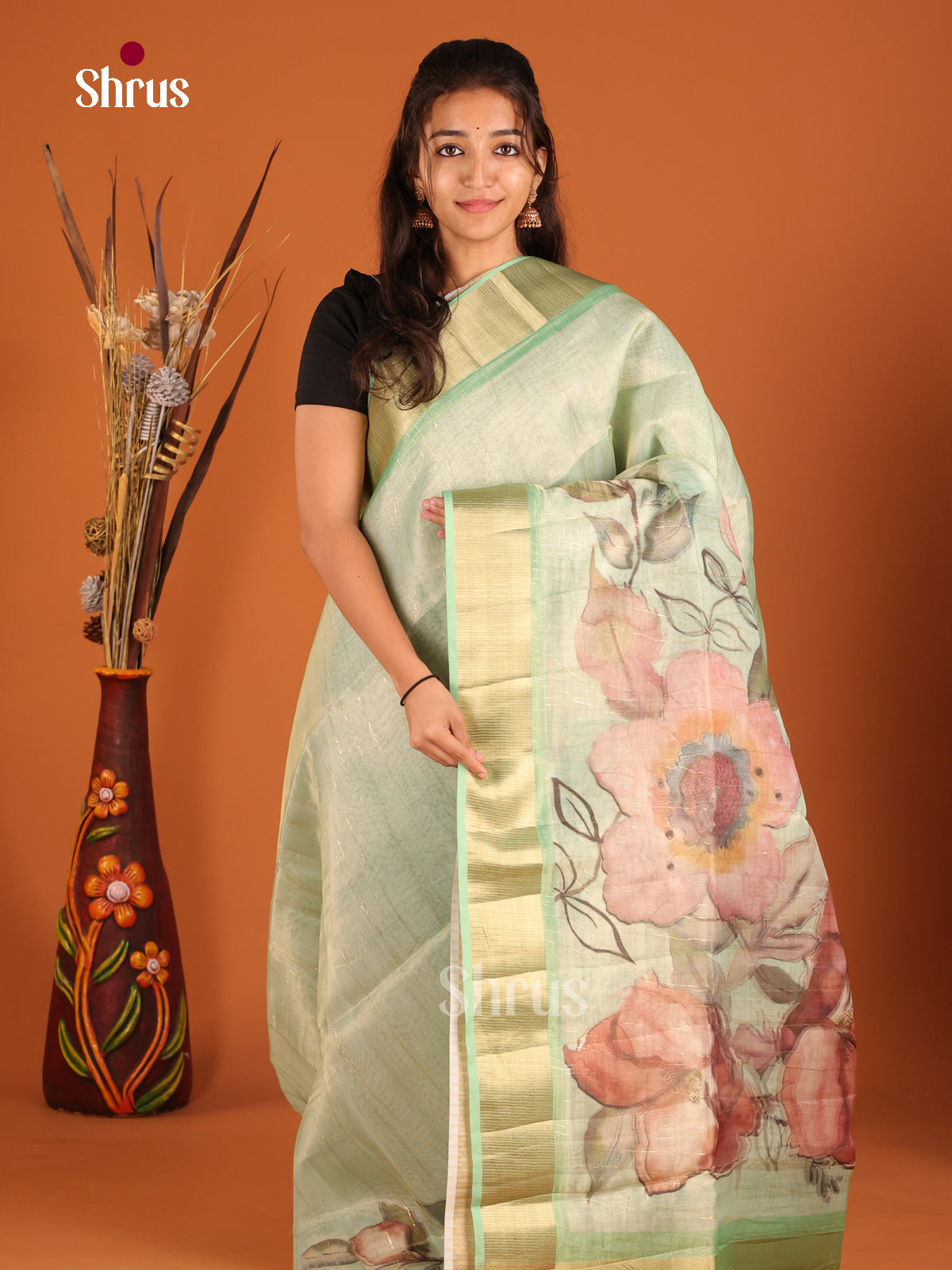 Light Green - Semi Organza Saree