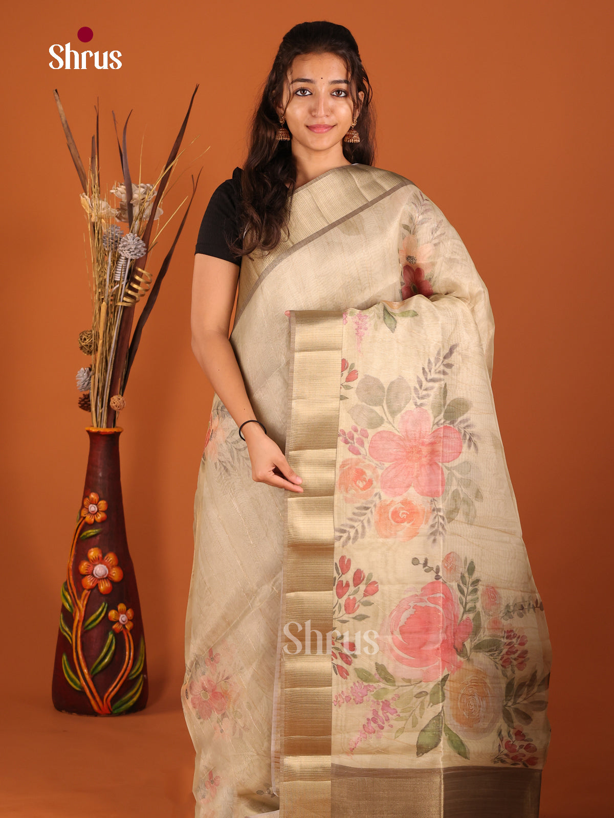 Grey - Semi Organza Saree