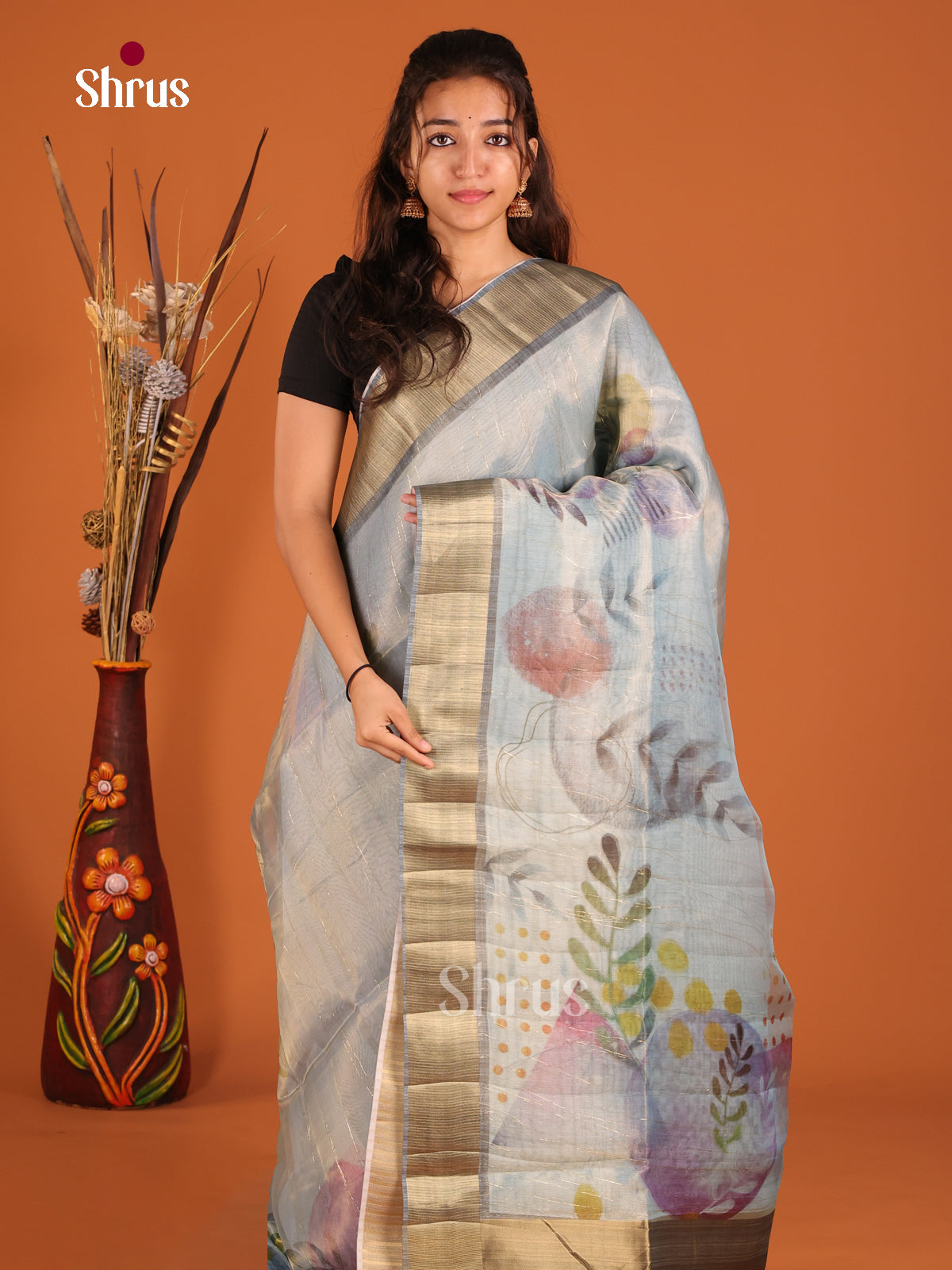 Light Blue- Semi Organza Saree