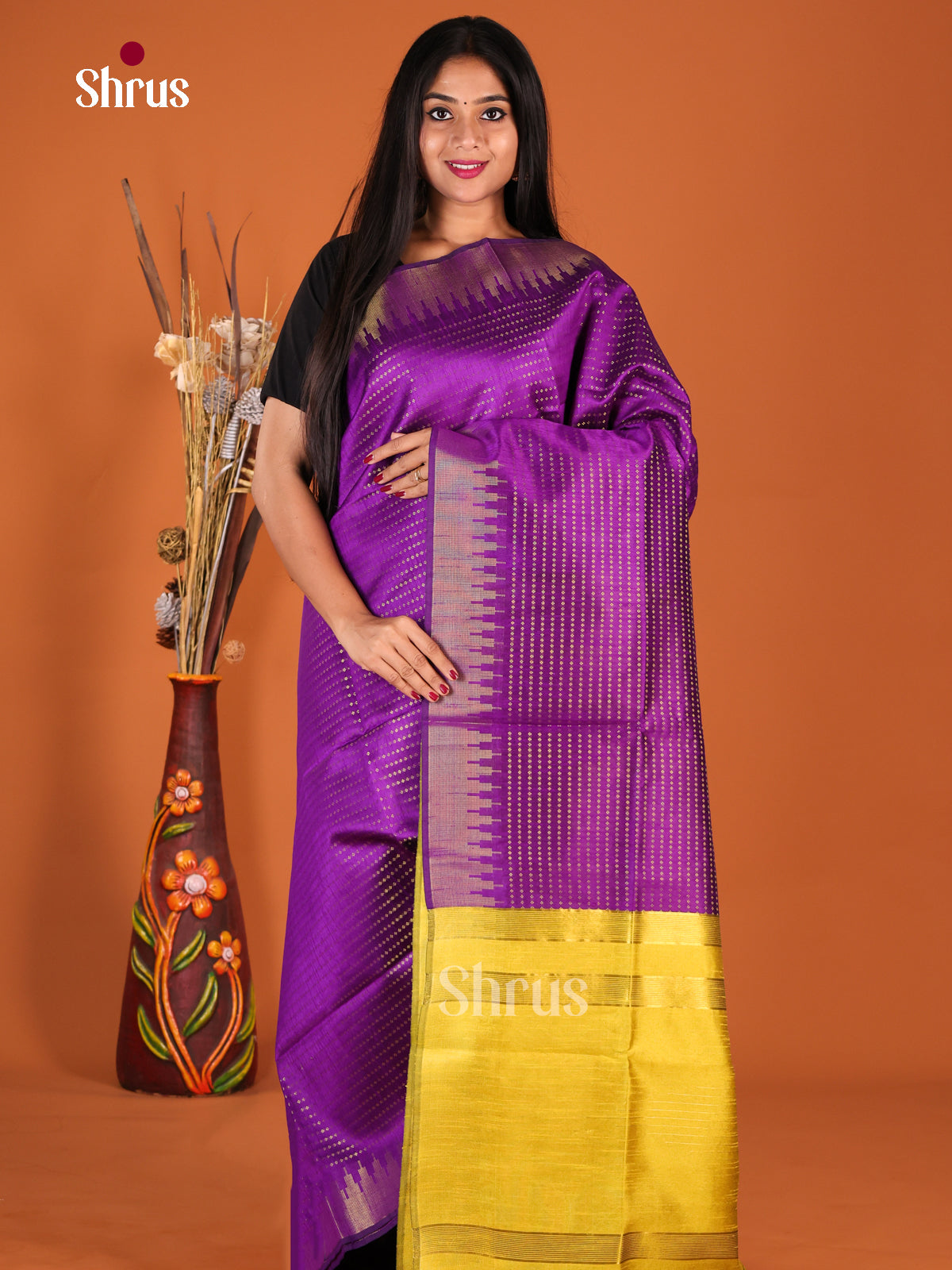 DHS25676 - Semi Rawsilk Saree - Shop on Shrus.com