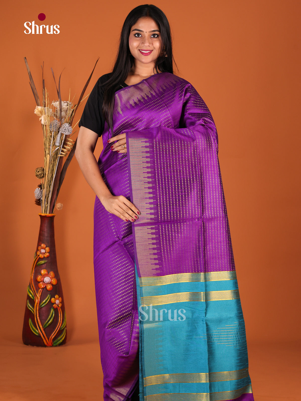 DHS25681 - Semi Rawsilk Saree - Shop on Shrus.com