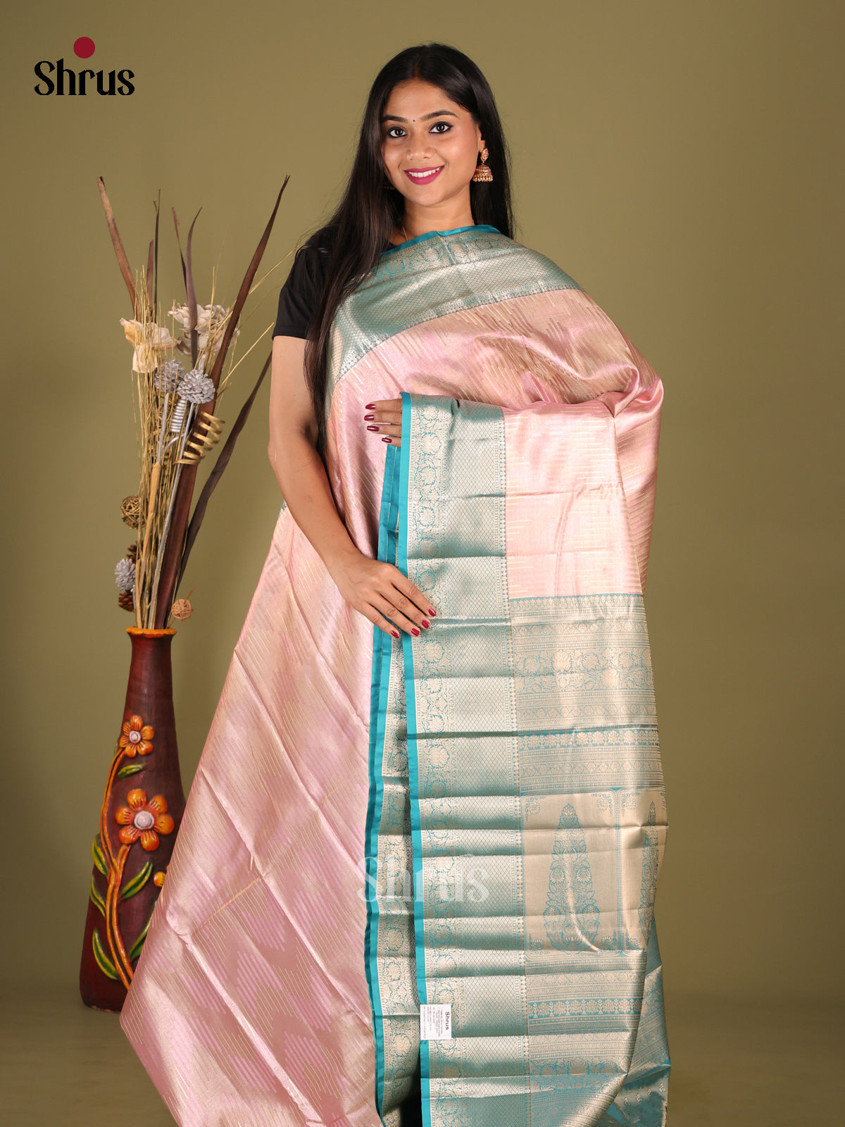Lavender & Blue- Kanchipuram-halfpure Saree - Shop on Shrus.com