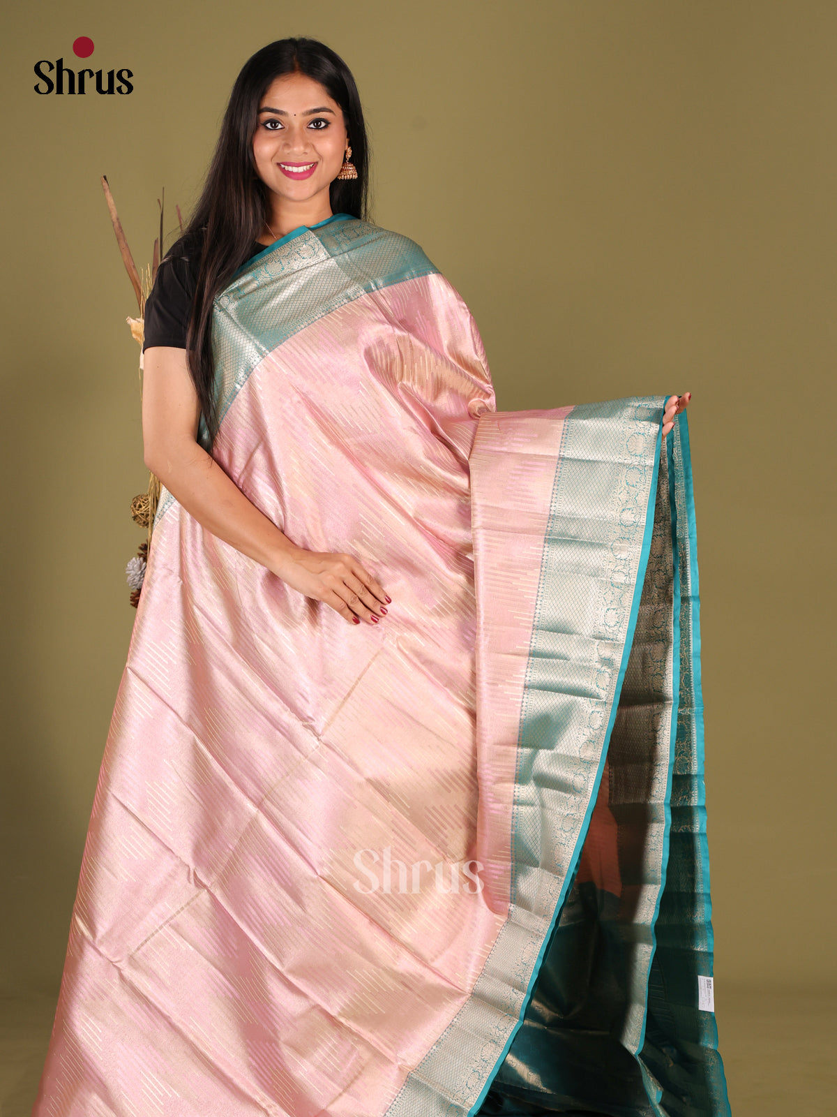 Lavender & Blue- Kanchipuram-halfpure Saree - Shop on Shrus.com