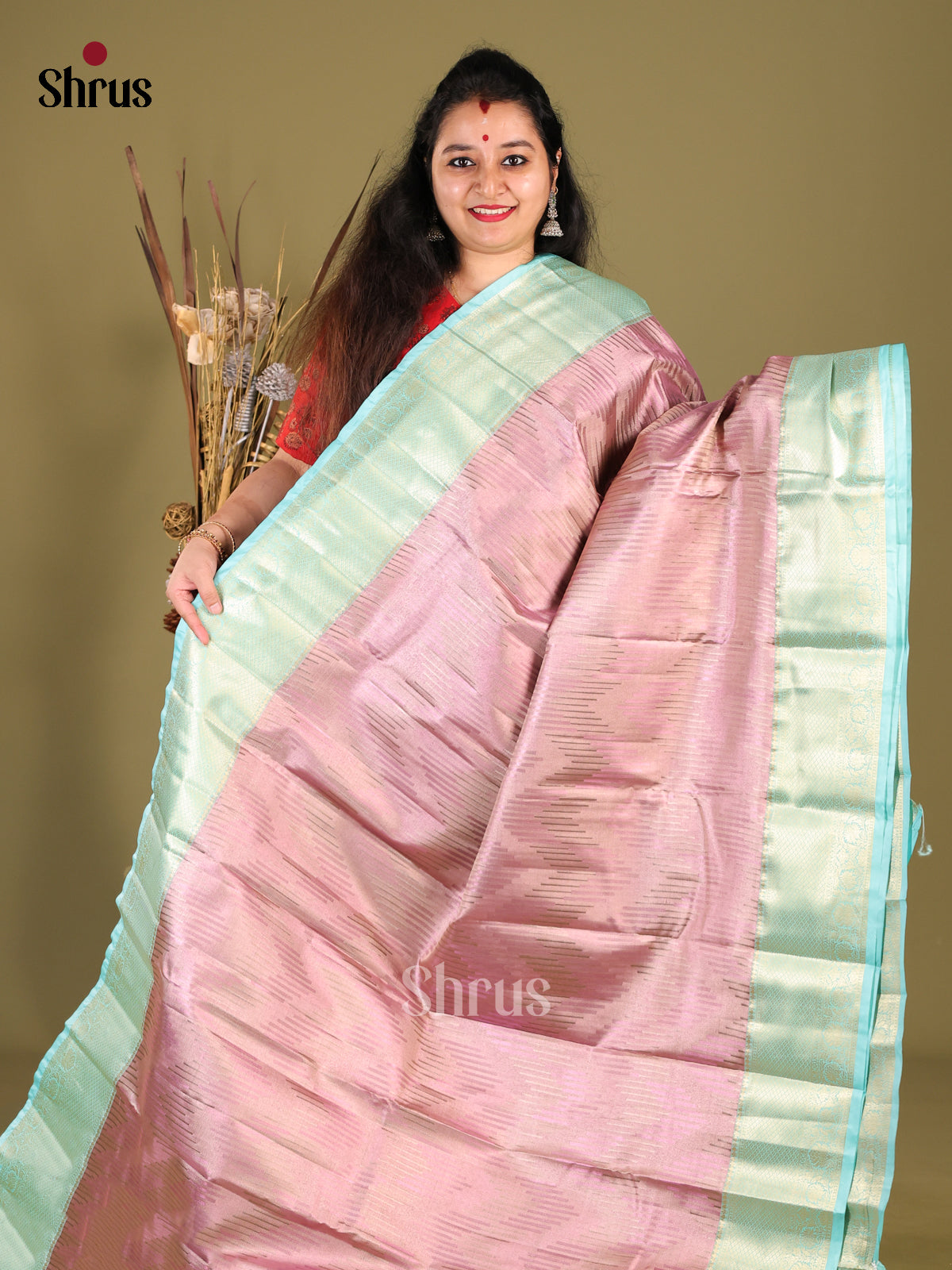 Lavender & Blue - Kanchipuram-halfpure Saree - Shop on Shrus.com