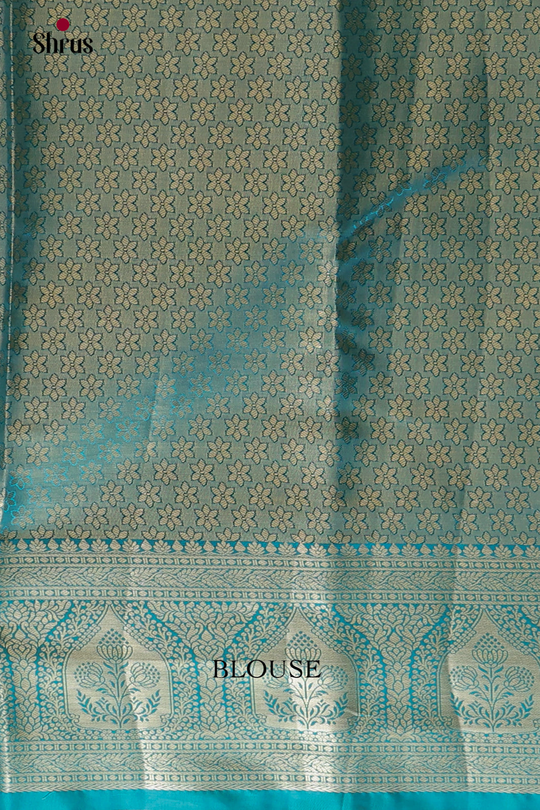 Peach & Blue- Kanchipuram-halfpure Saree 2
