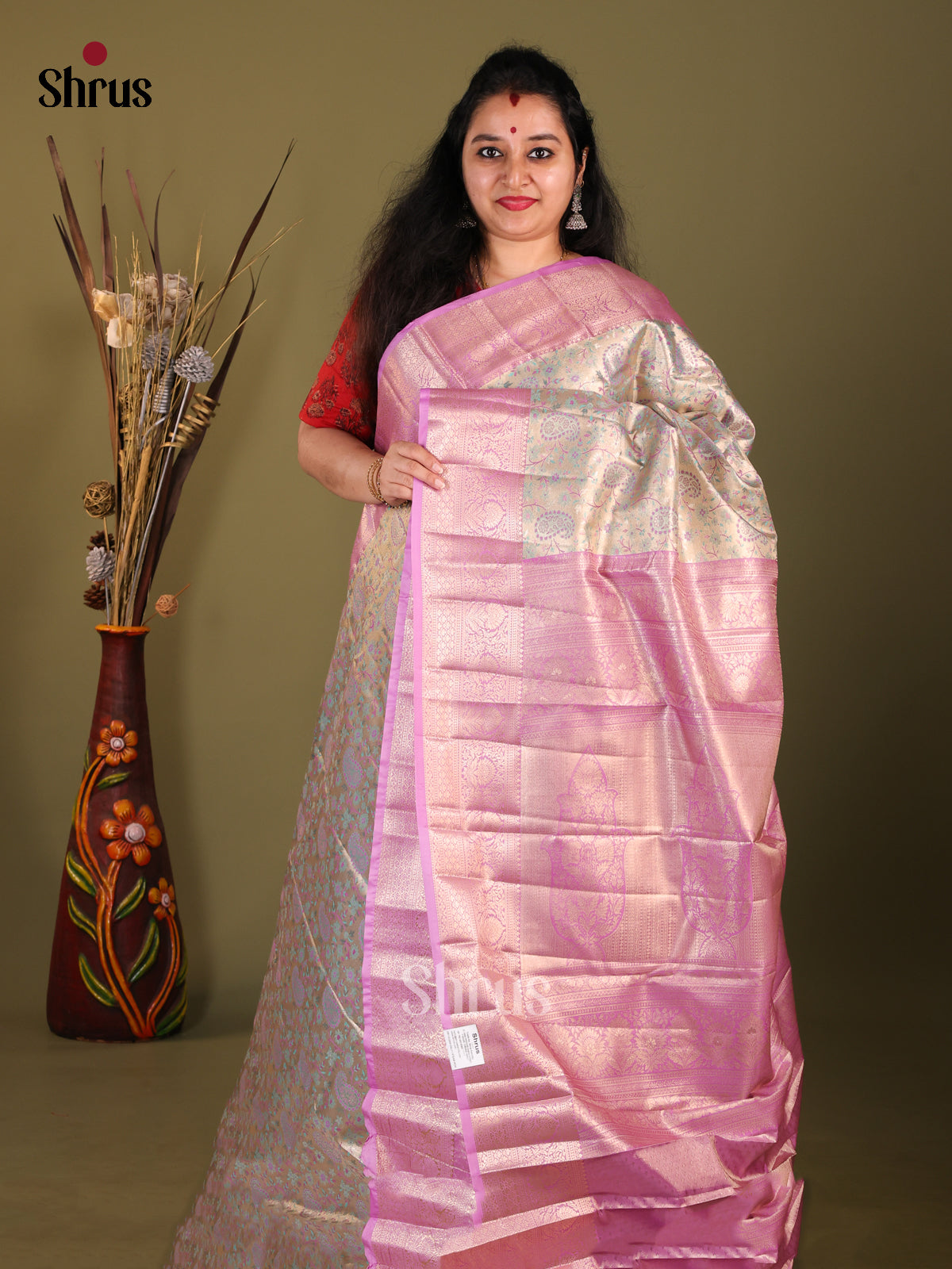 DHS25747 - Kanchipuram-halfpure Saree - Shop on Shrus.com