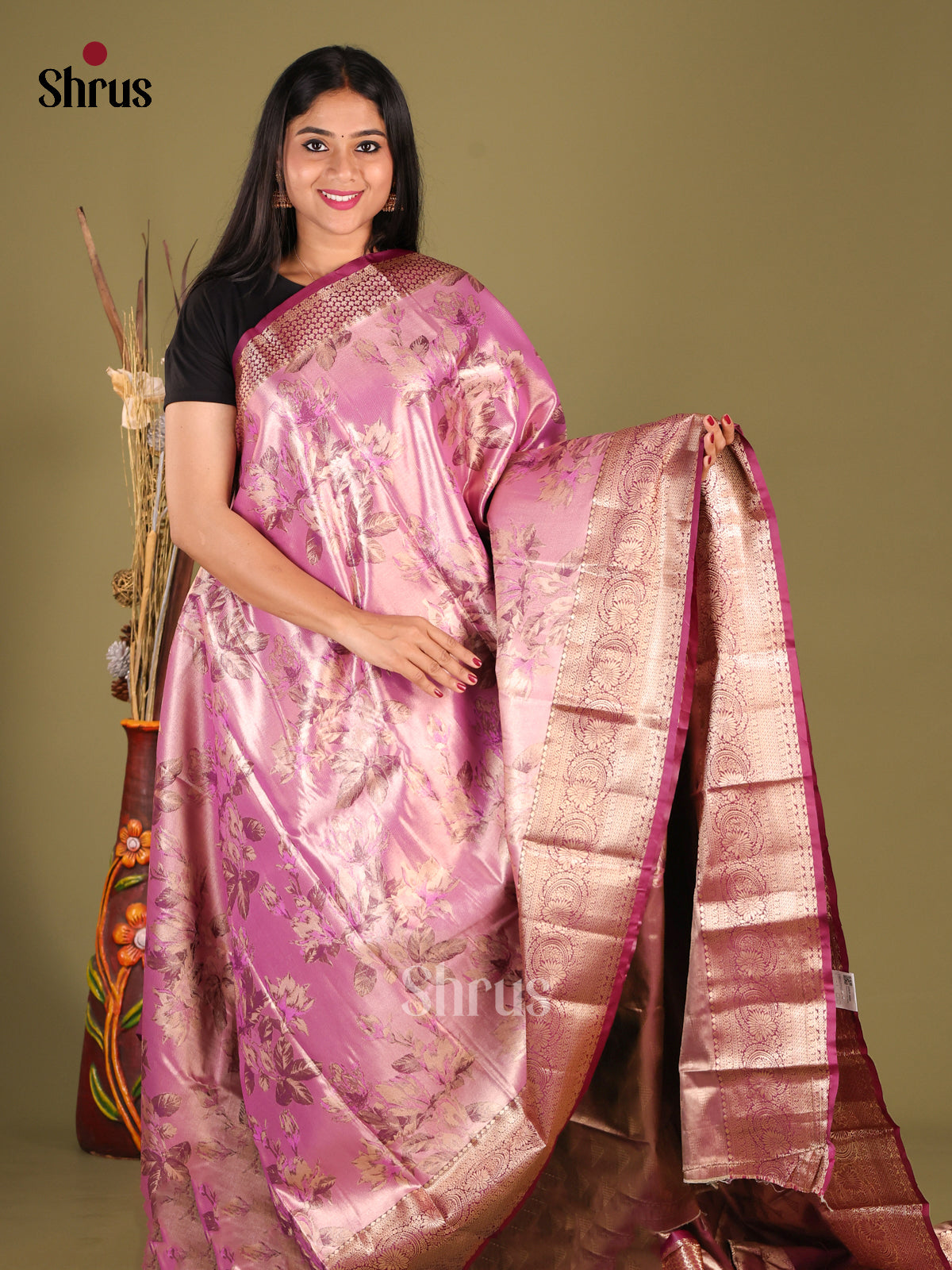 Lavender & Purple - Kanchipuram-halfpure Saree - Shop on Shrus.com