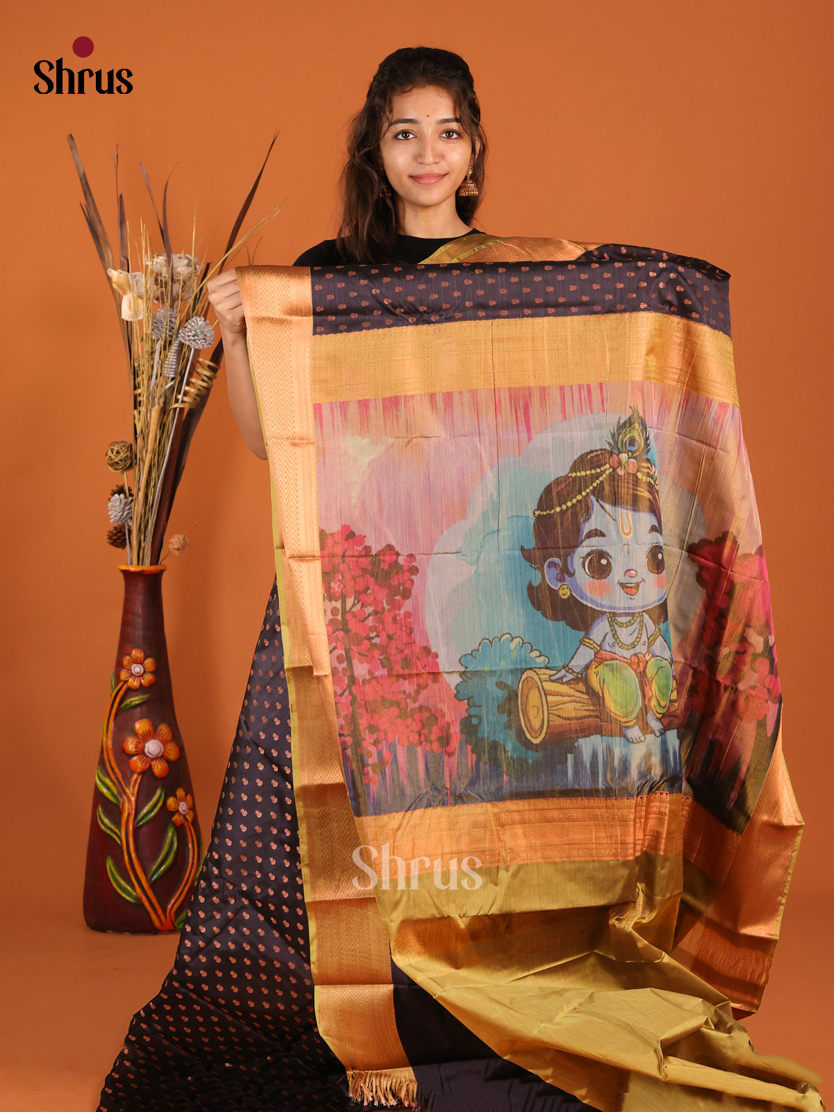 DHS26028 - Kanchipuram-halfpure Saree - Shop on Shrus.com