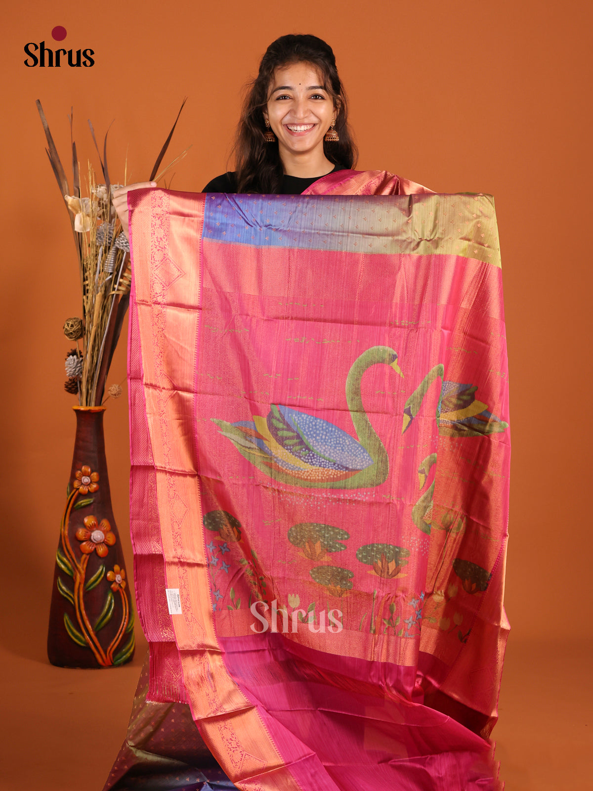 Green & Purple - Kanchipuram-halfpure Saree - Shop on Shrus.com