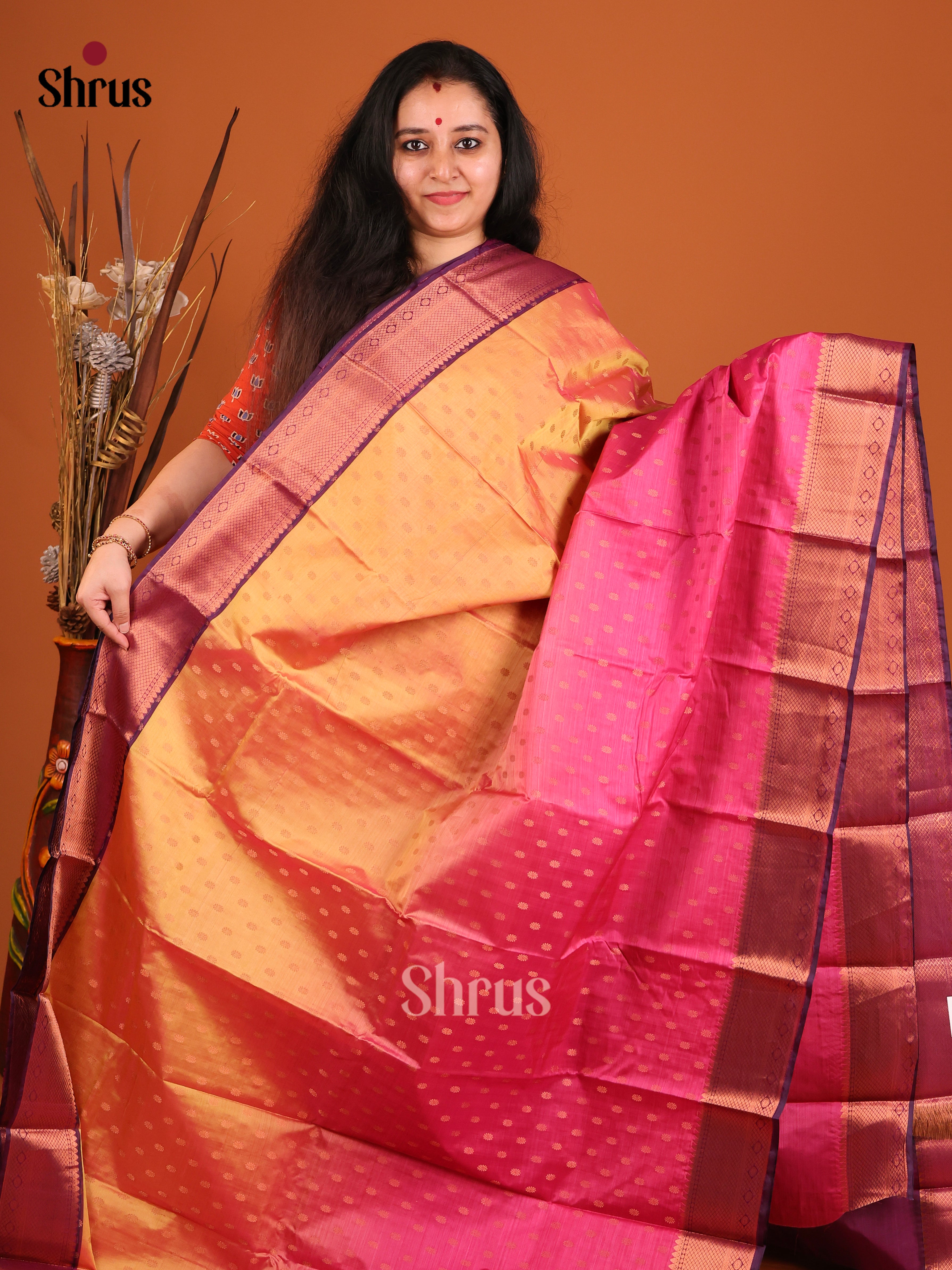 DHS26041 - Kanchipuram-halfpure Saree - Shop on Shrus.com