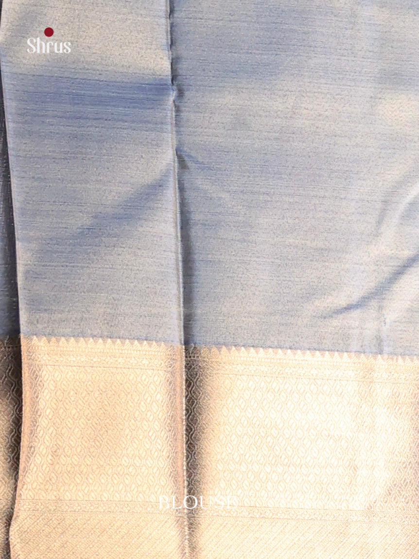  blue Flower Kanchipuram-halfpure Saree 1