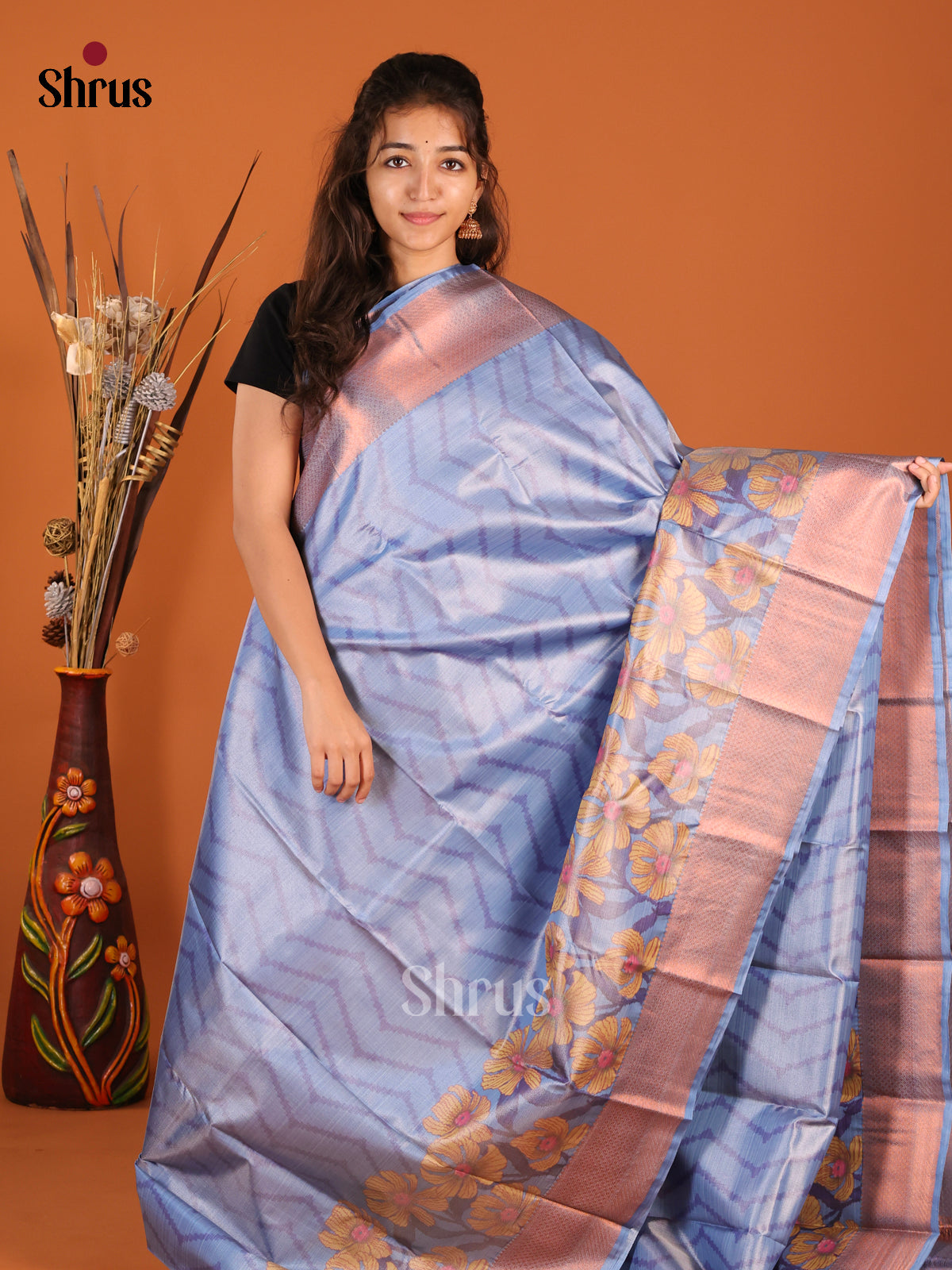 Blue Kanchipuram-halfpure Saree 1