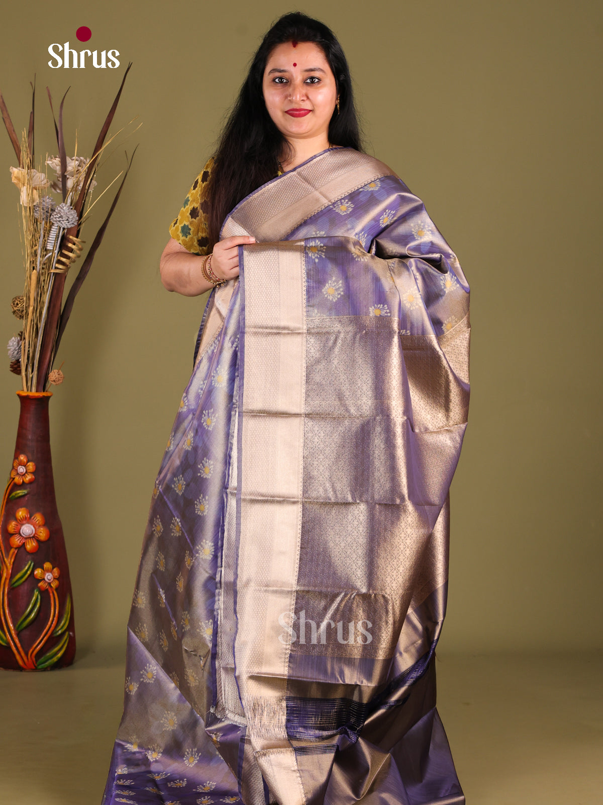 DHS26077 - Kanchipuram-halfpure Saree - Shop on Shrus.com