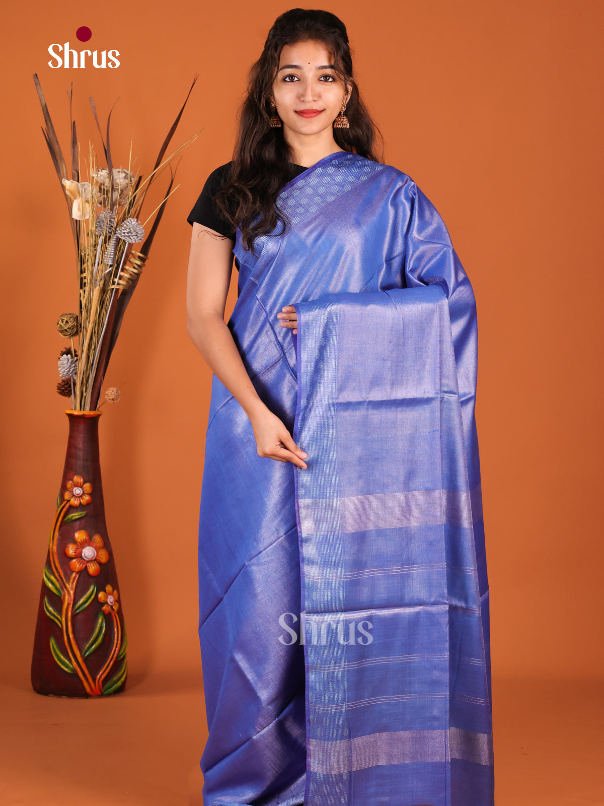 Blue - Semi Tissue Saree