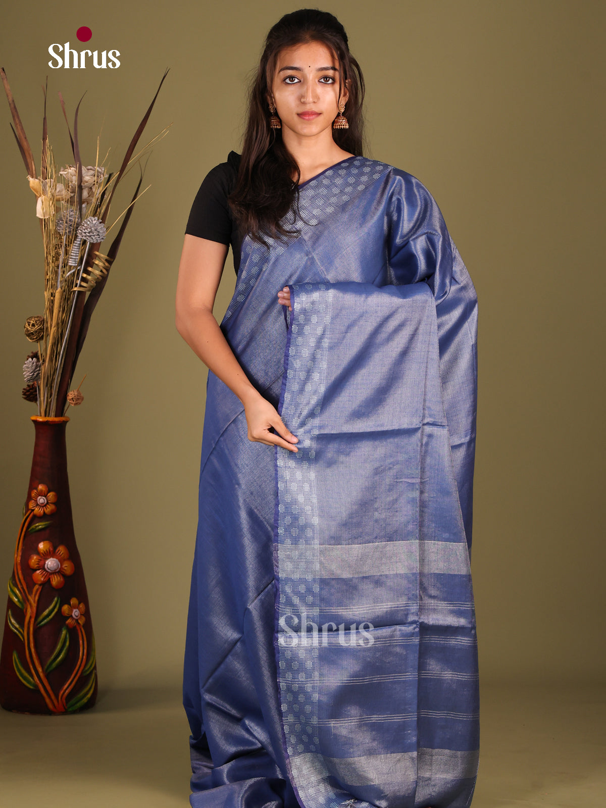 blue - Semi Tissue Saree