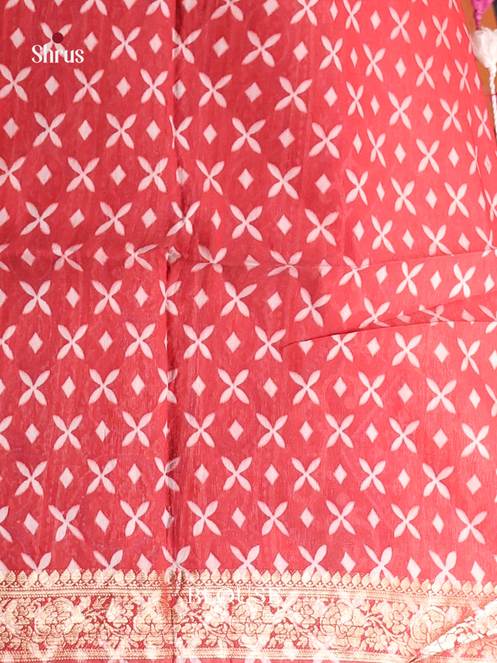 Purple & Red - Moonga Silk Saree