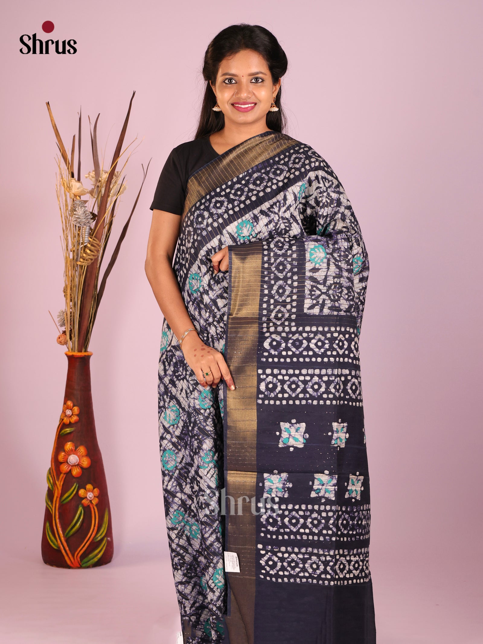 Navy Blue - Bhatik Saree - Shop on Shrus.com
