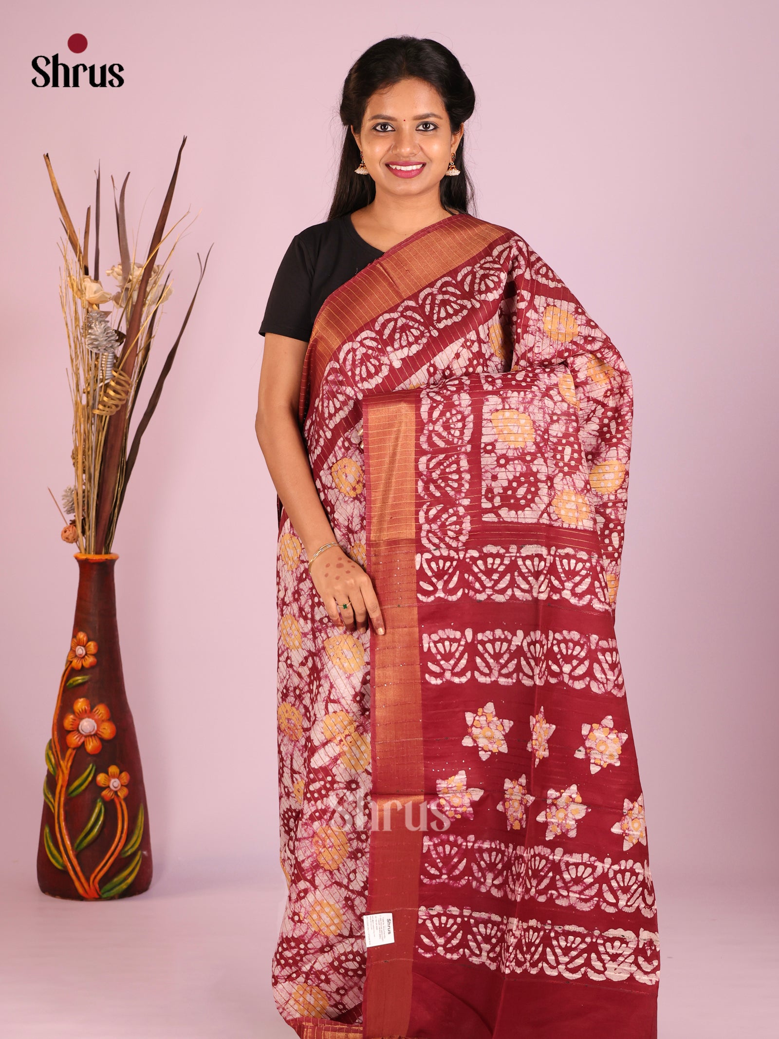 Maroon - Bhatik Saree