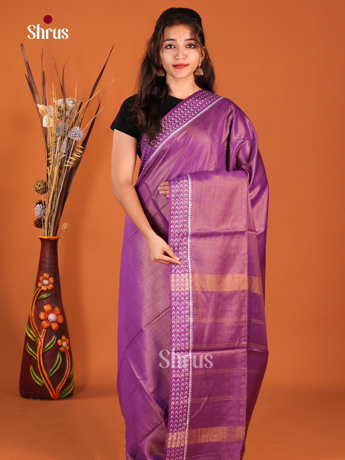 Violet - Semi Tissue Saree - Shop on Shrus.com