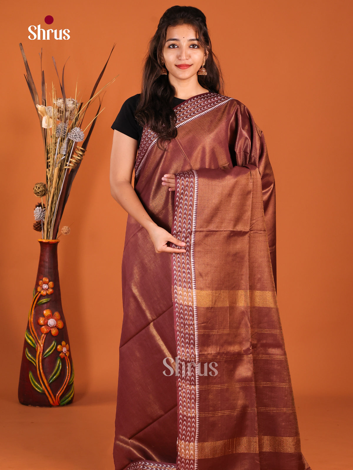 Arakku Maroon - Semi Tissue Saree