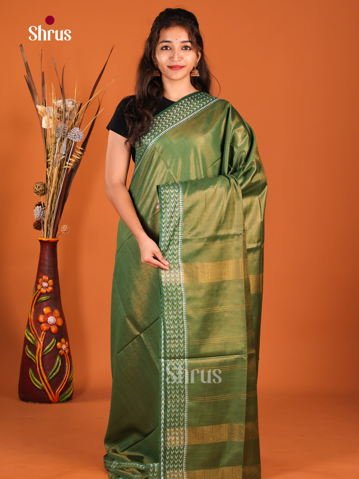 Green - Semi Tissue Saree