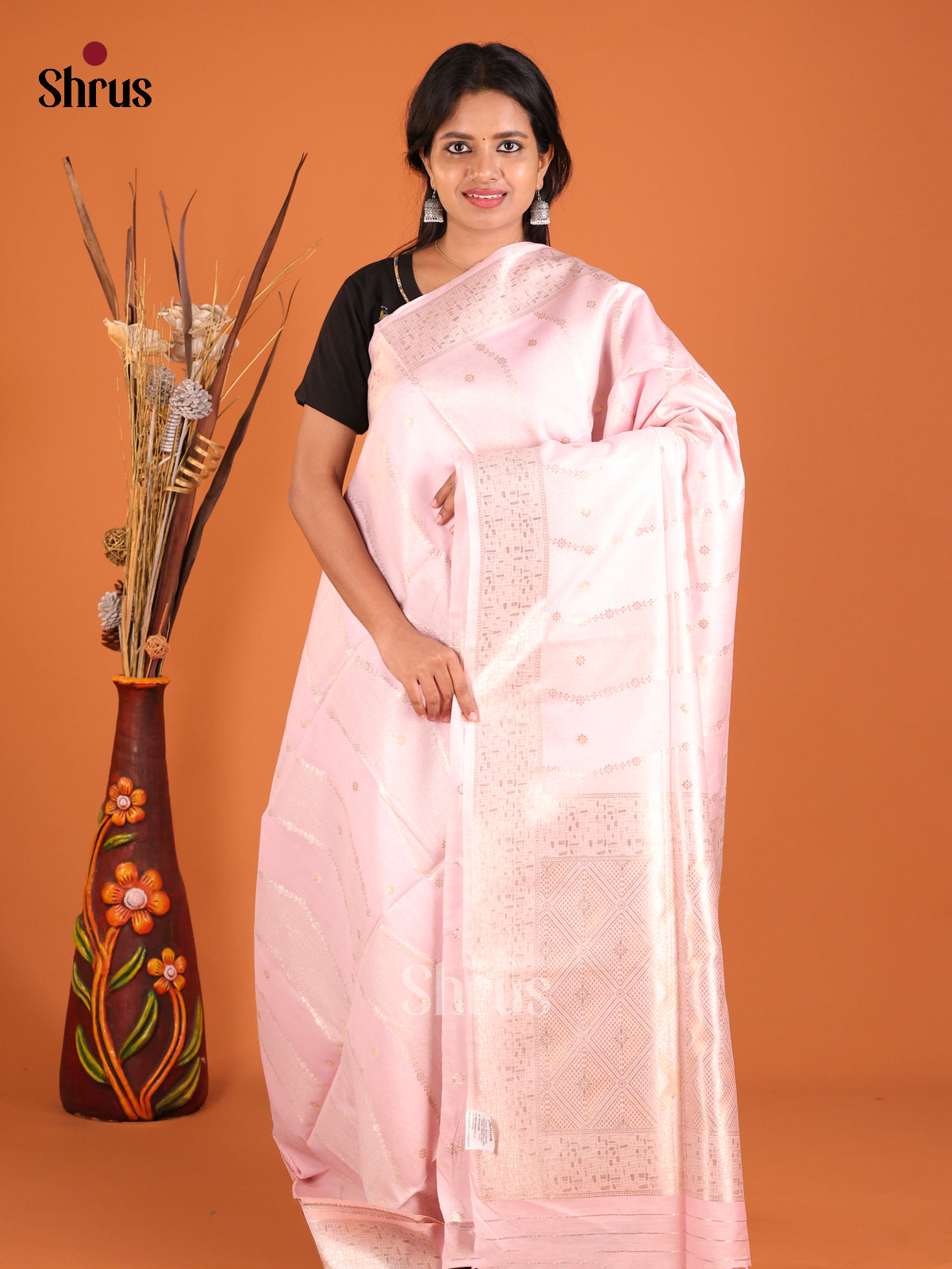 pink gold zari North Silk Cotton Saree