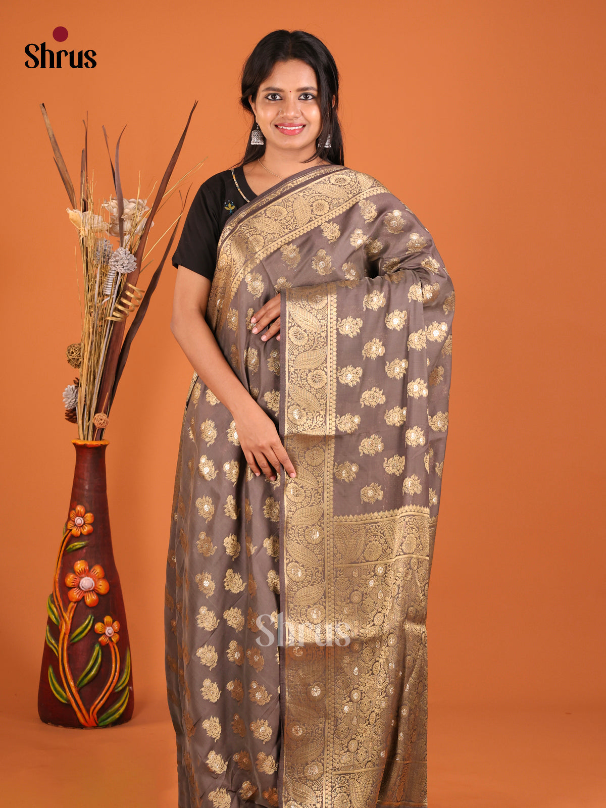 grey gold North Silk Cotton Saree