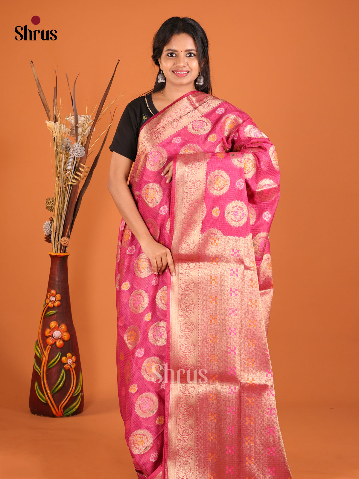 pink round North Silk Cotton Saree