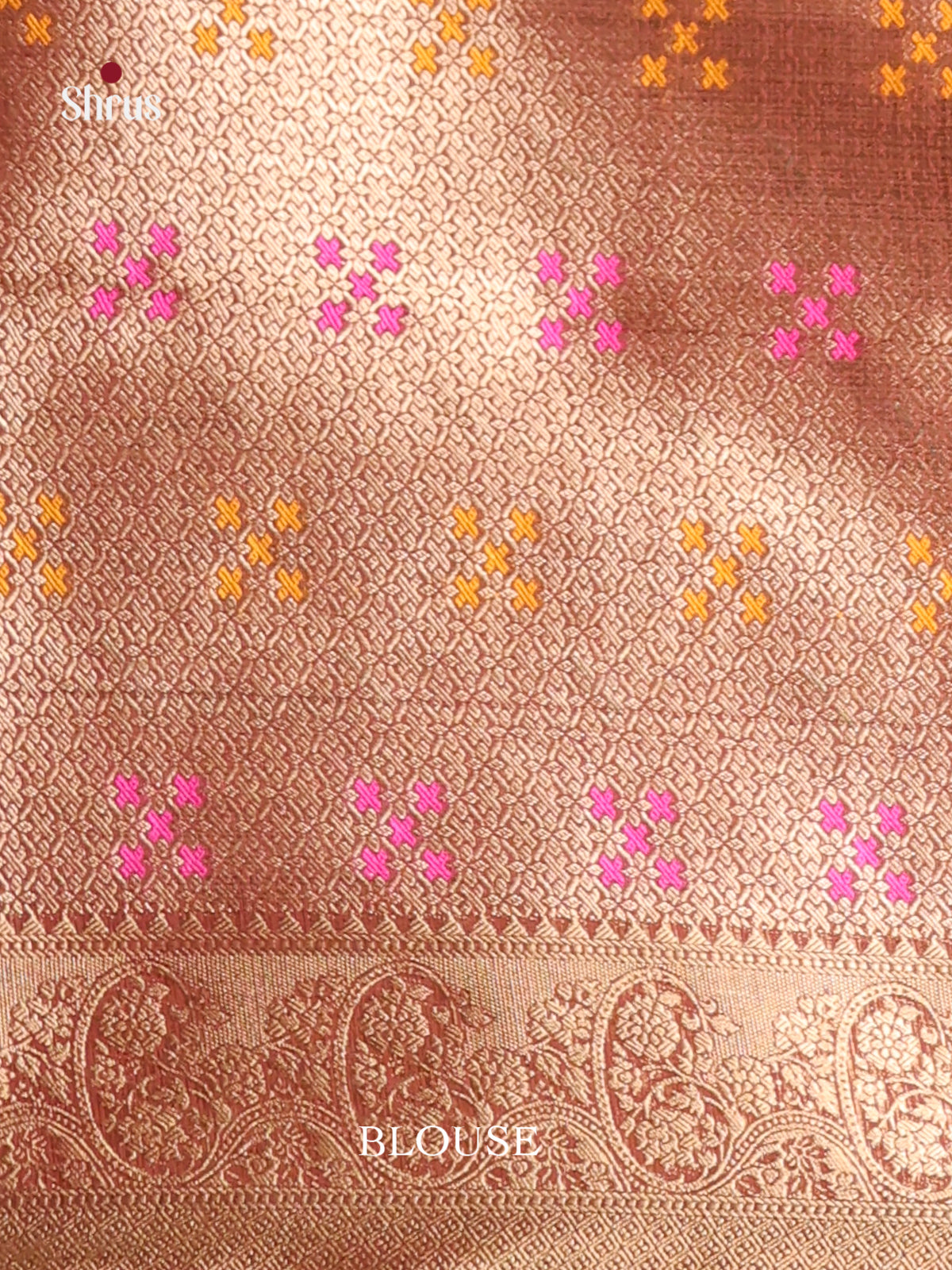 brown gold pink gold desing North Silk Cotton Saree 1