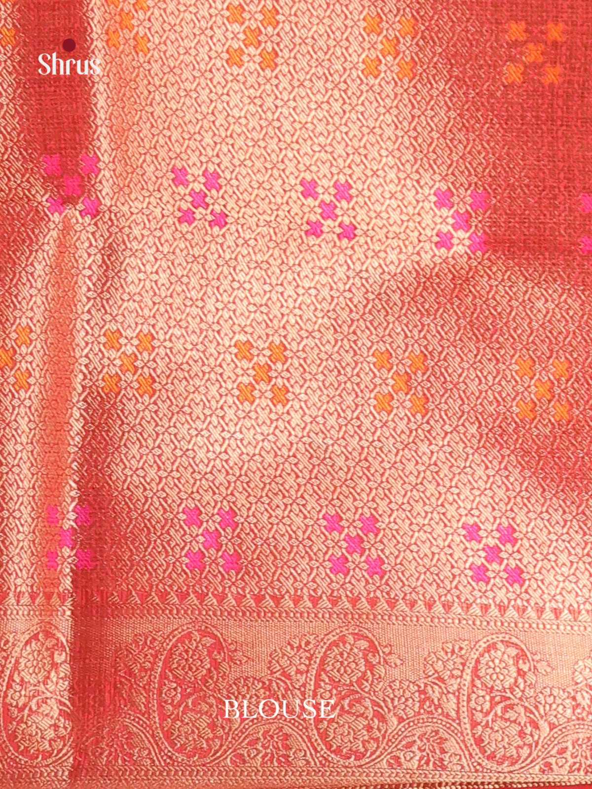 Red round zari design North Silk Cotton Saree 1