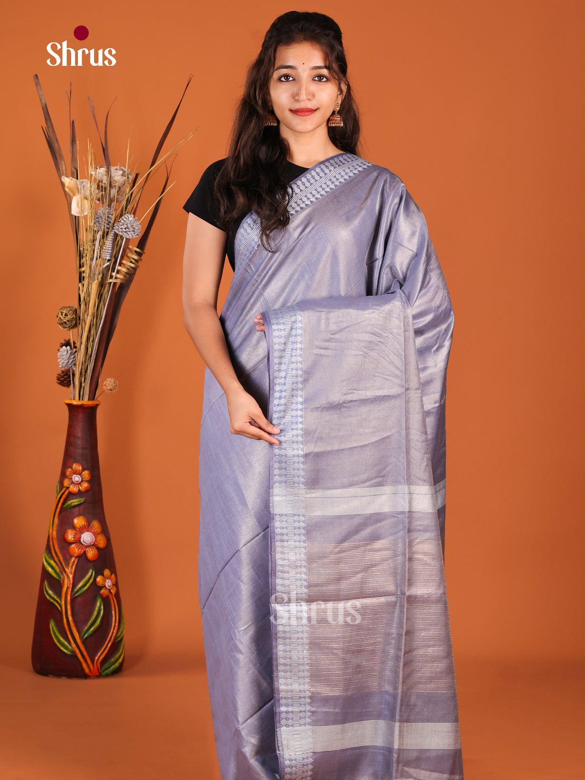Light Blue - Semi Tissue Saree - Shop on Shrus.com