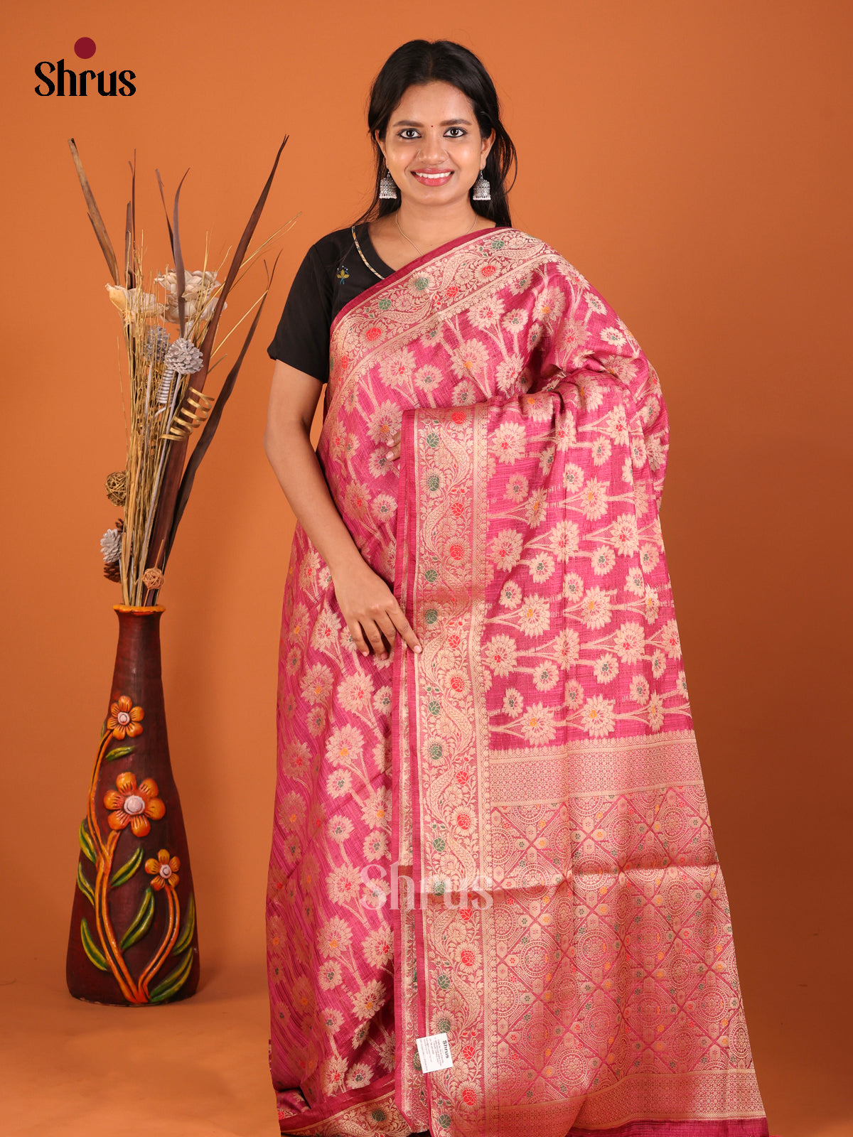 pink gold zari green North Silk Cotton Saree